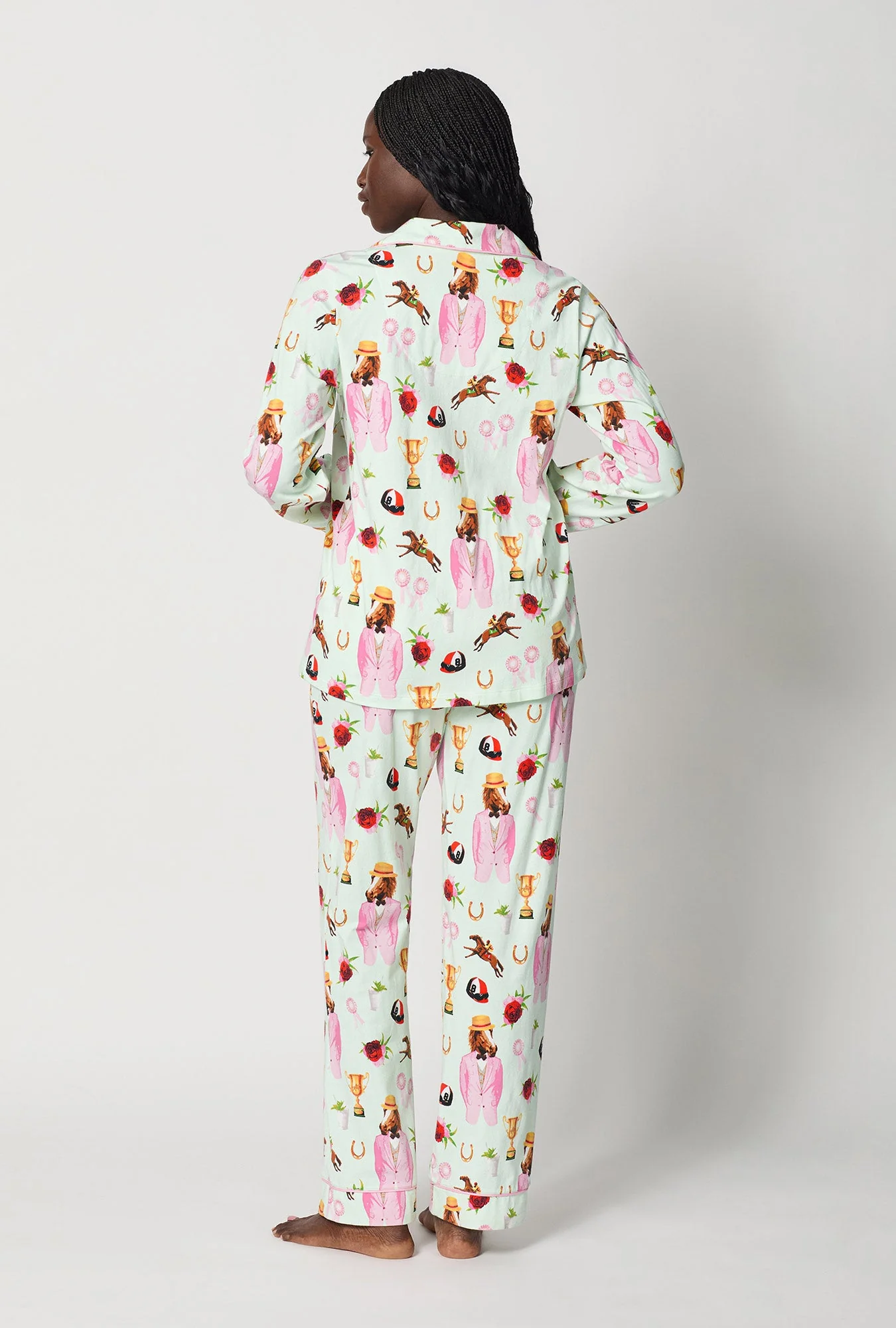 A Day At The Derby Long Sleeve Classic Stretch Jersey Pj Set - Image 4