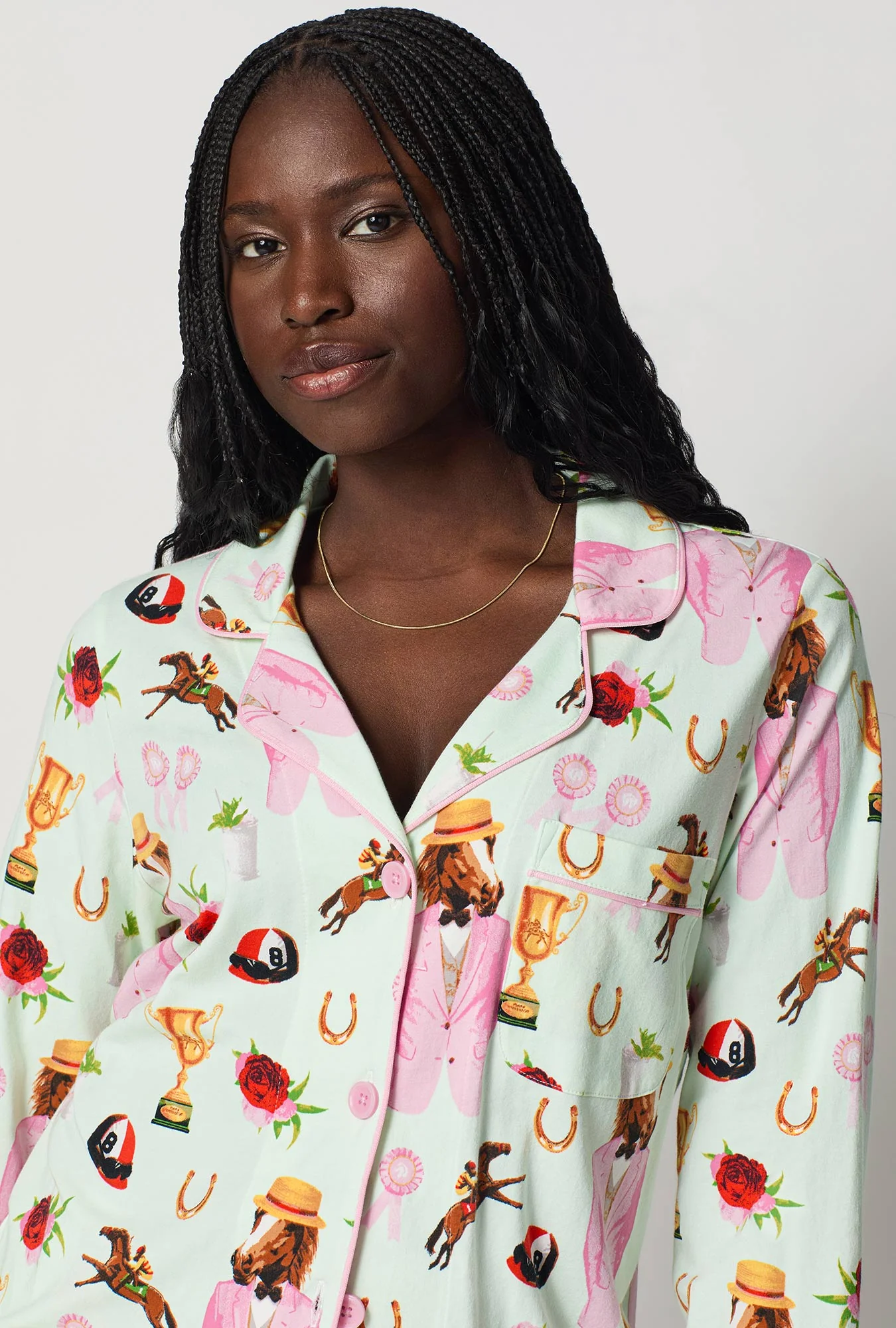 A Day At The Derby Long Sleeve Classic Stretch Jersey Pj Set - Image 5