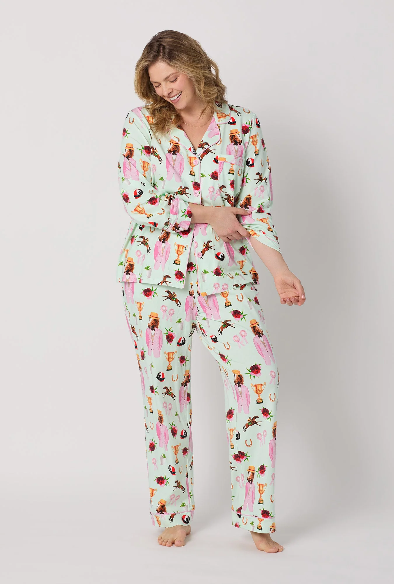A Day At The Derby Long Sleeve Classic Stretch Jersey Pj Set - Image 6
