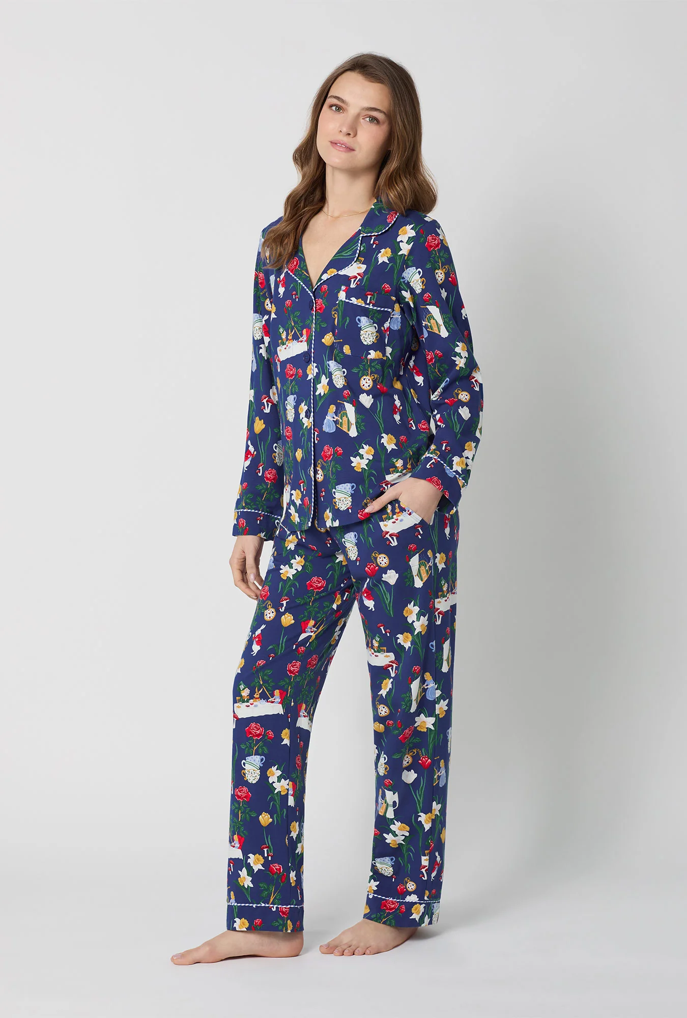 Alice's Adventures Long Sleeve Classic Stretch Jersey Pj Set - Image 3