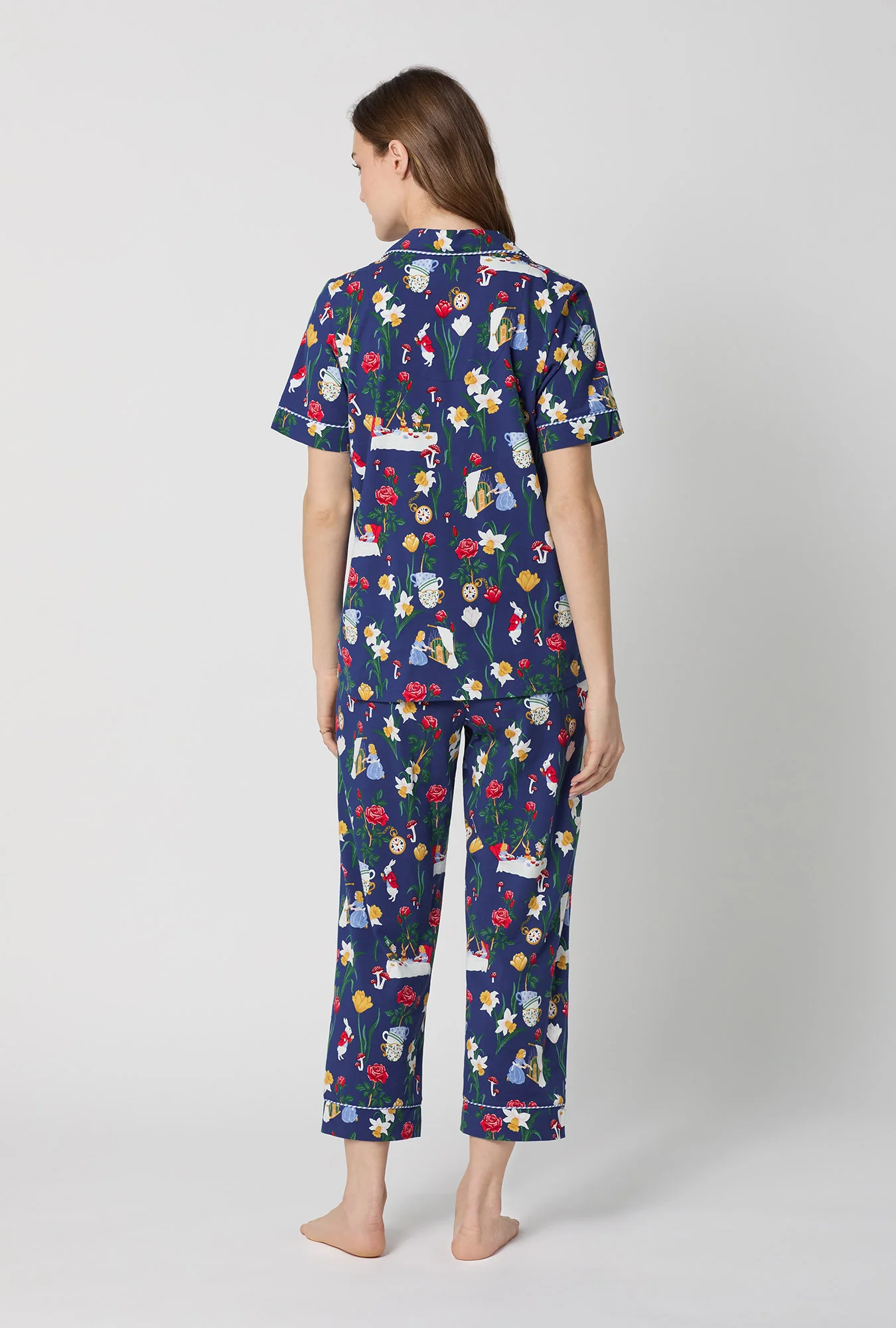 Alice's Adventures Short Sleeve Classic Stretch Jersey Cropped Pj Set - Image 4