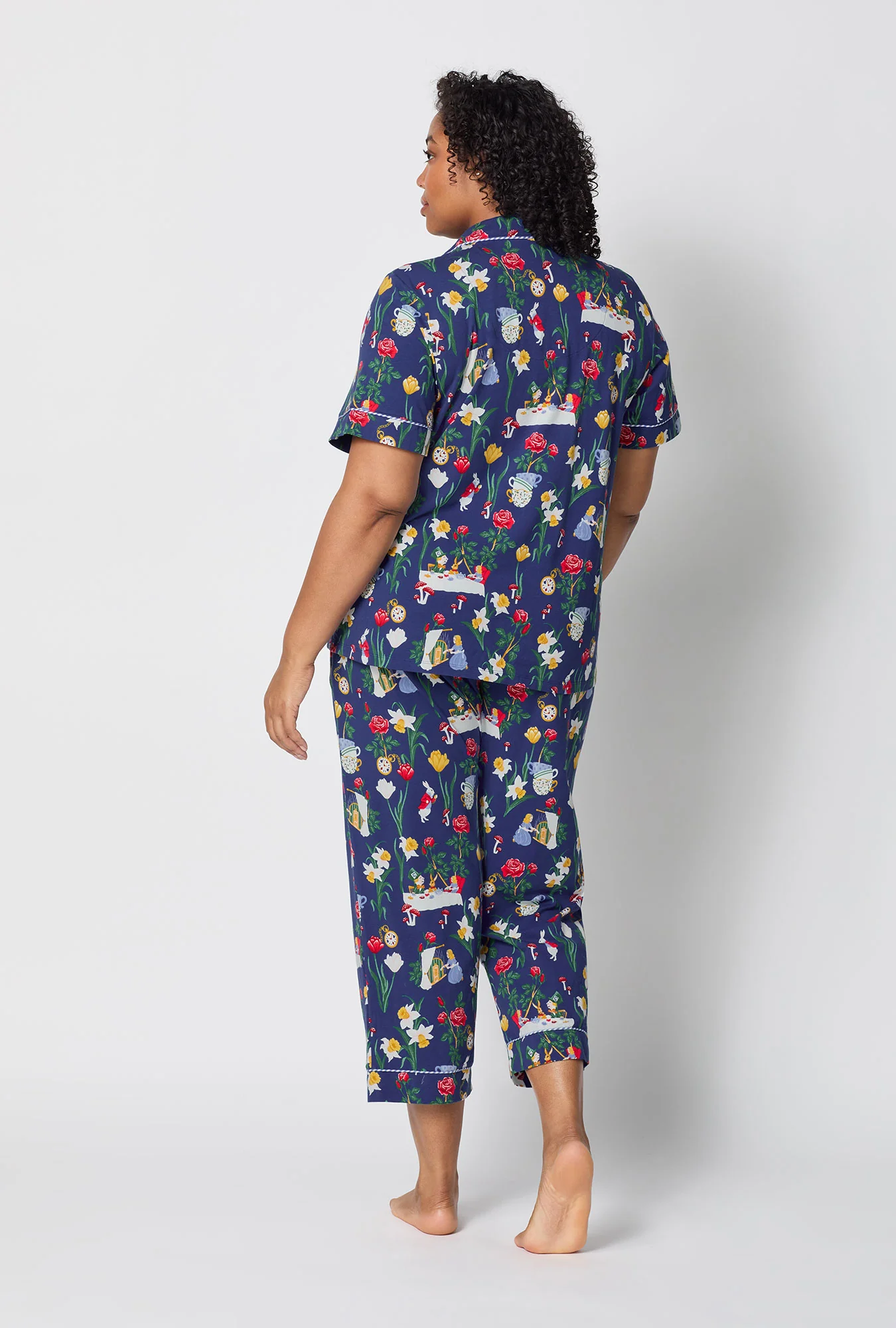 Alice's Adventures Short Sleeve Classic Stretch Jersey Cropped Pj Set - Image 7