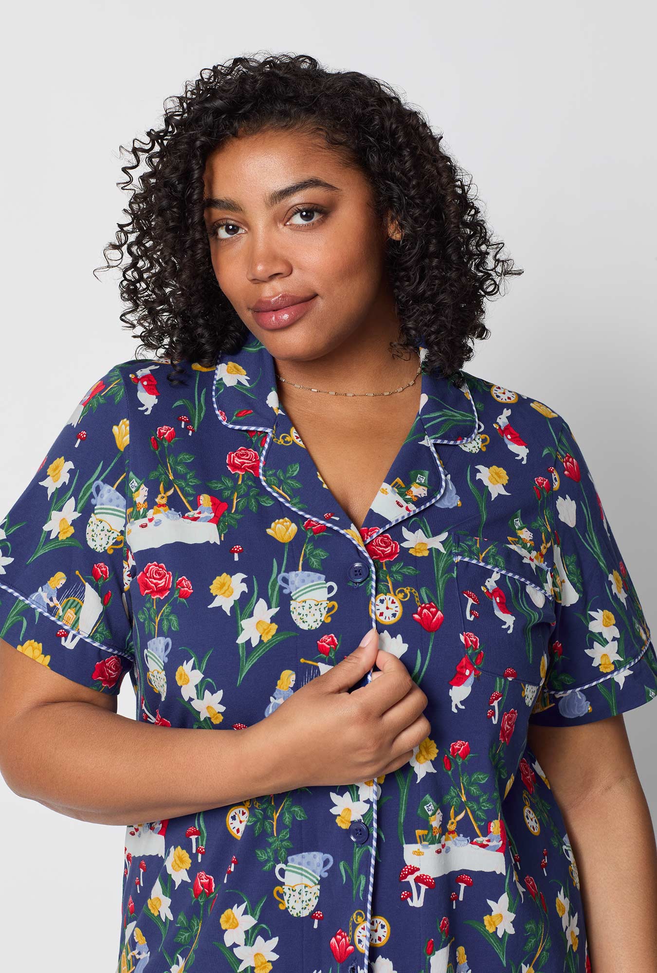 Alice's Adventures Short Sleeve Classic Stretch Jersey Cropped Pj Set - Image 8