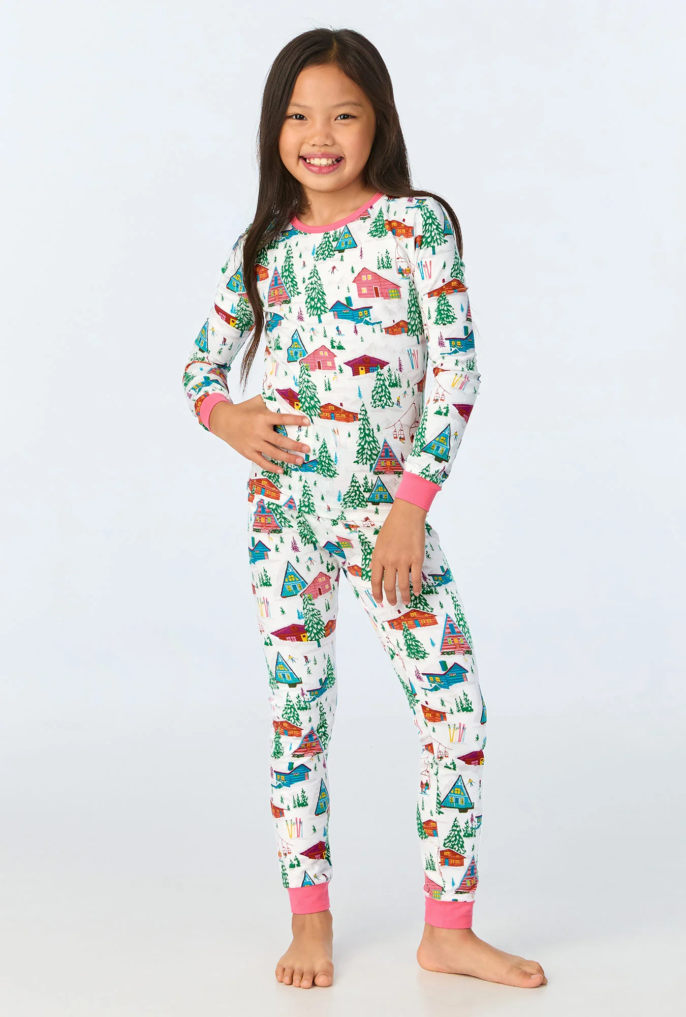 Alpine Cabins Long Sleeve Stretch Jersey Kids PJ Set - Image 2