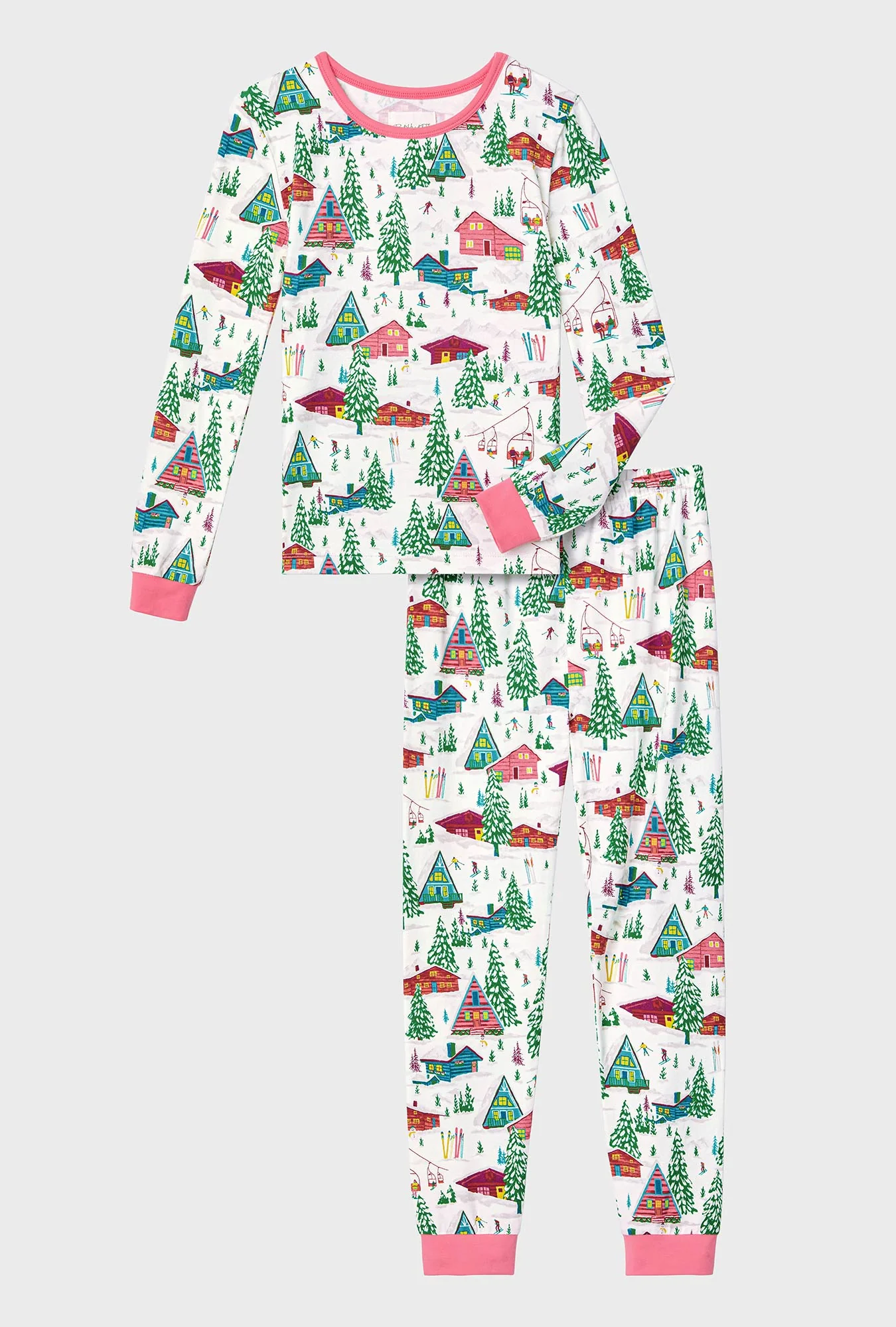 Alpine Cabins Long Sleeve Stretch Jersey Kids PJ Set - Image 4