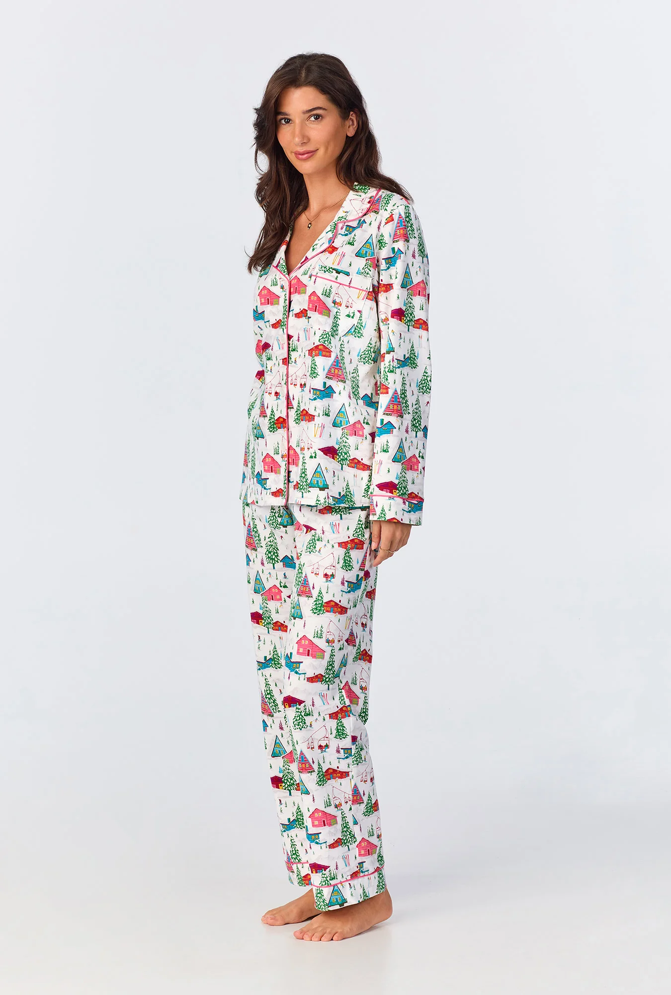 Alpine Cabins Long Sleeve Classic Stretch Jersey PJ Set - Image 2