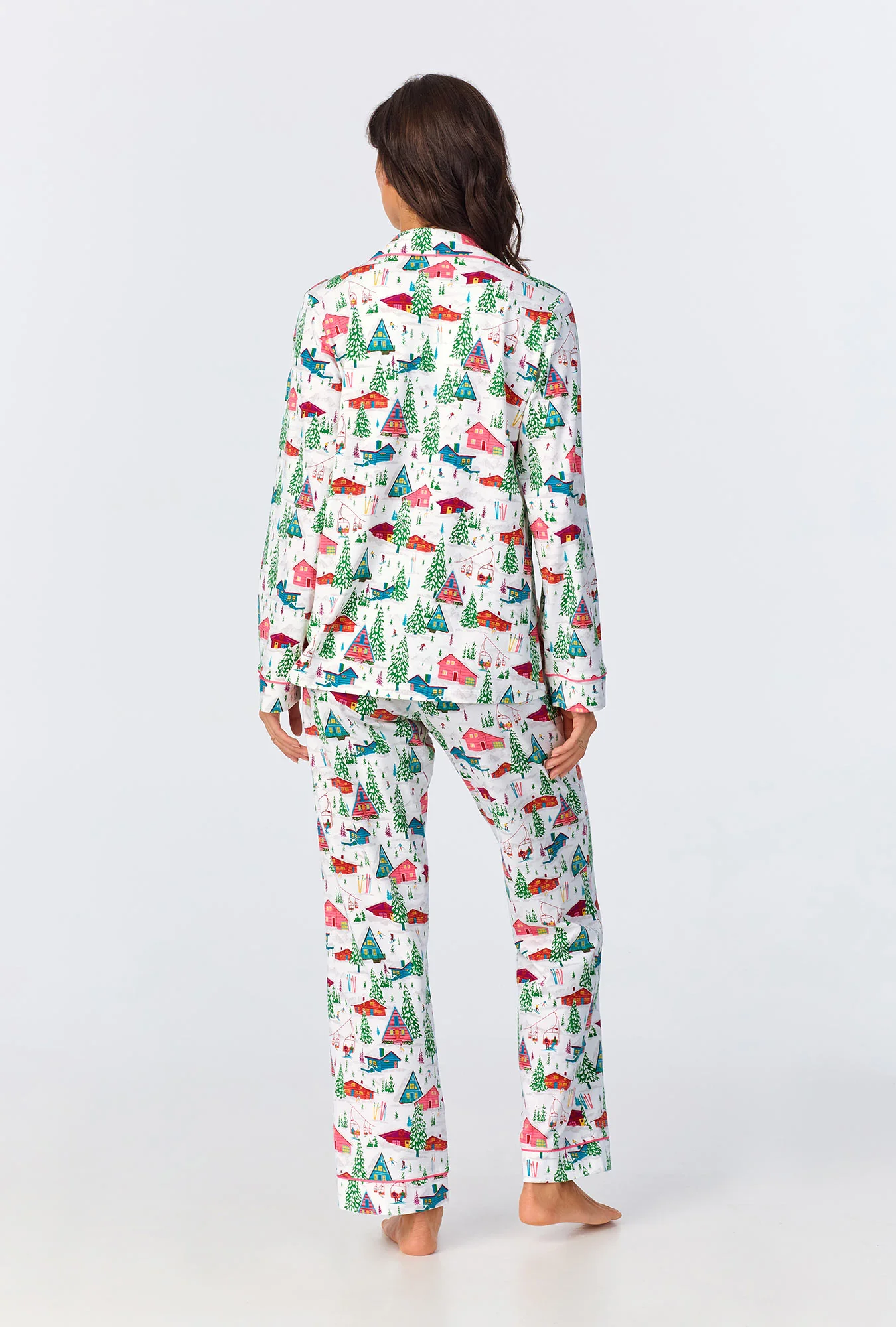 Alpine Cabins Long Sleeve Classic Stretch Jersey PJ Set - Image 3