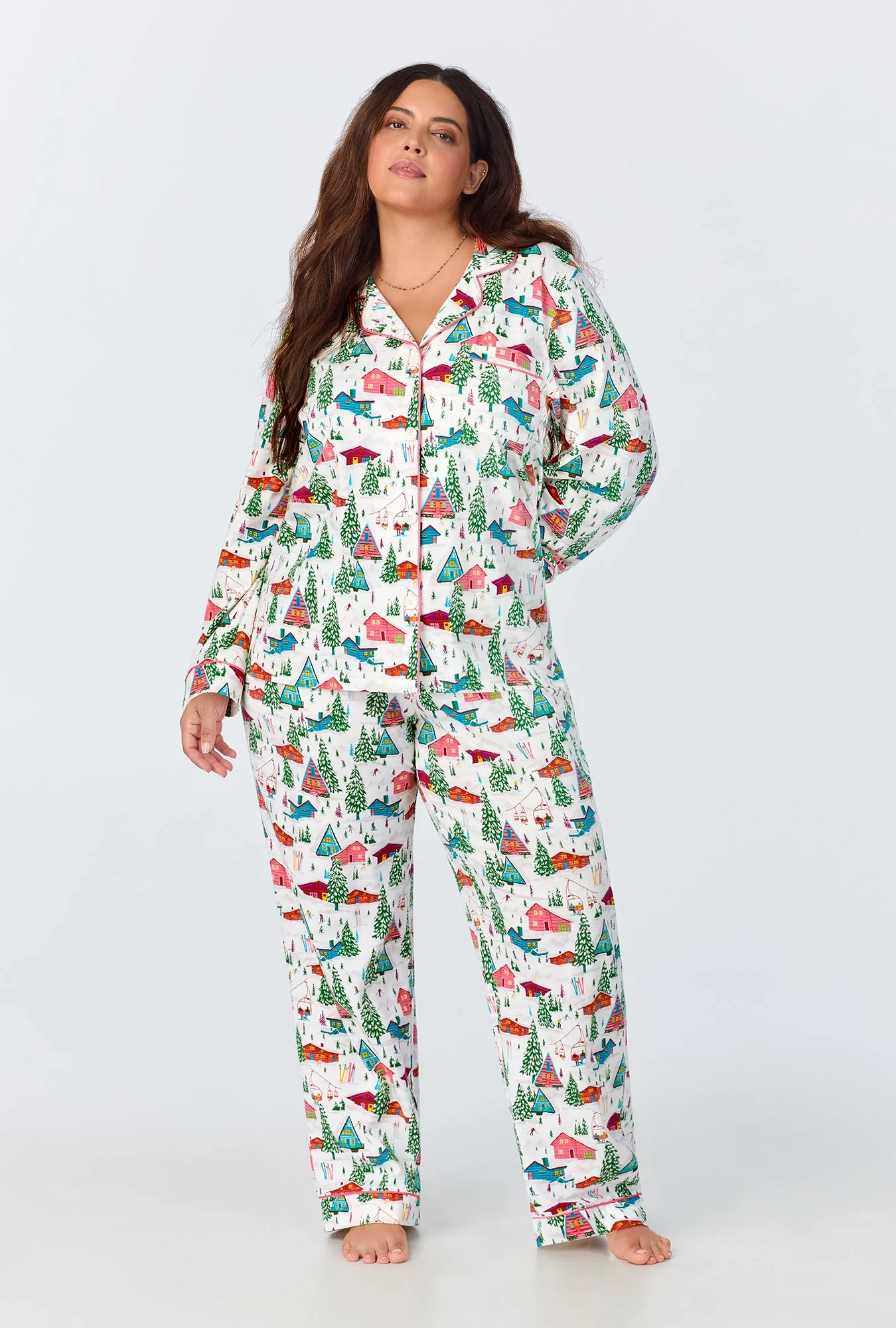 Alpine Cabins Long Sleeve Classic Stretch Jersey PJ Set - Image 4