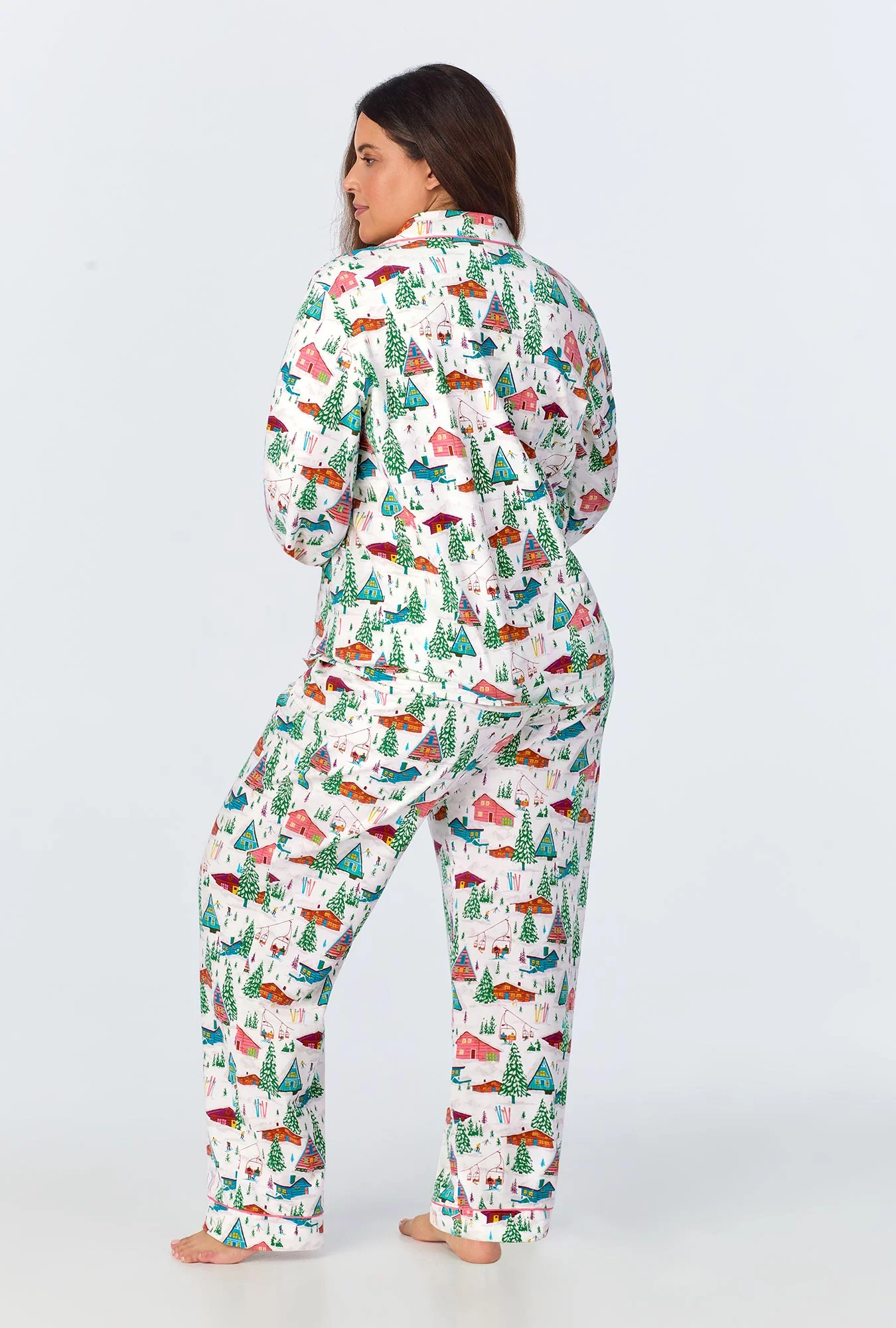 Alpine Cabins Long Sleeve Classic Stretch Jersey PJ Set - Image 5