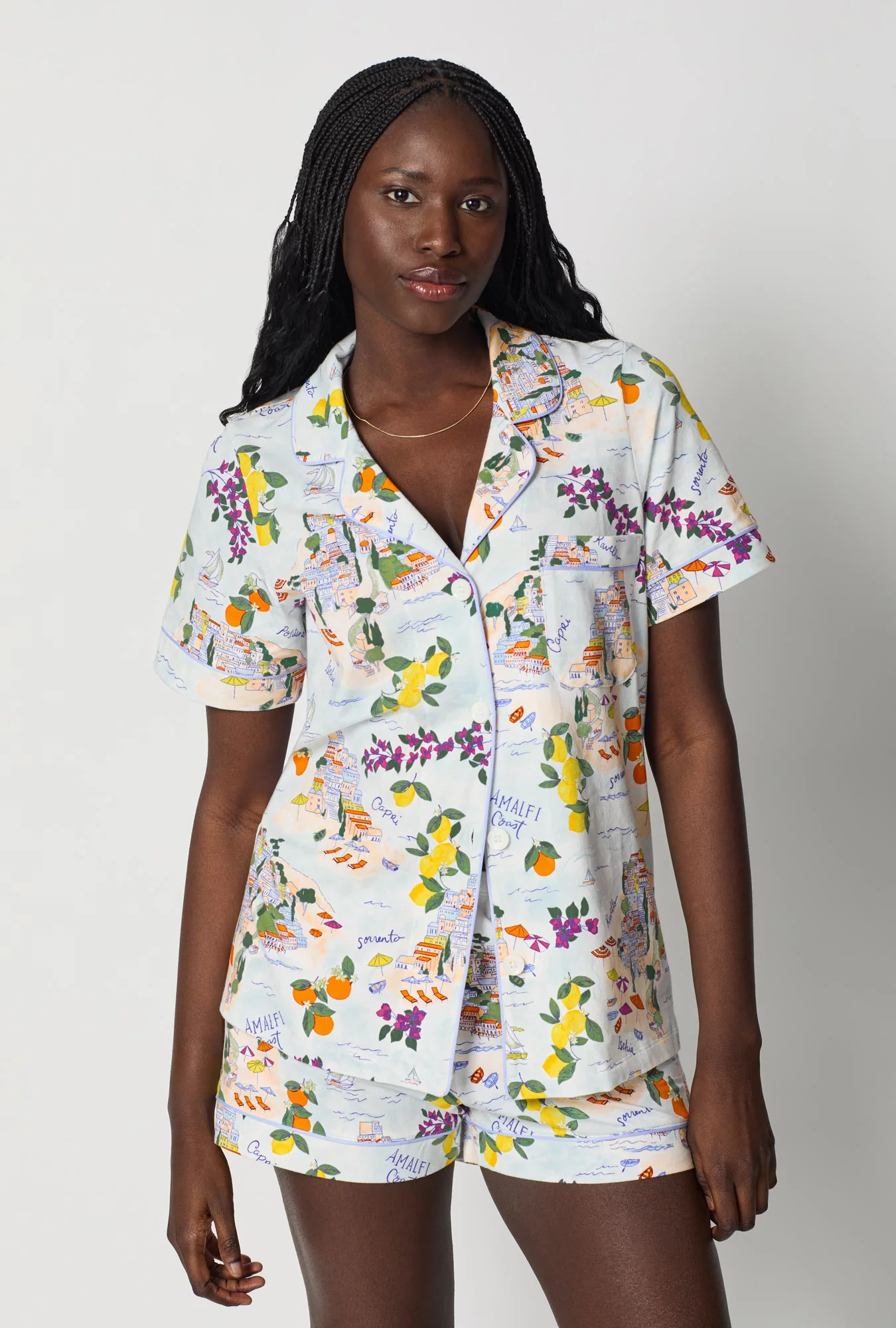 Amalfi Escape Short Sleeve Classic Shorty Stretch Jersey Pj Set