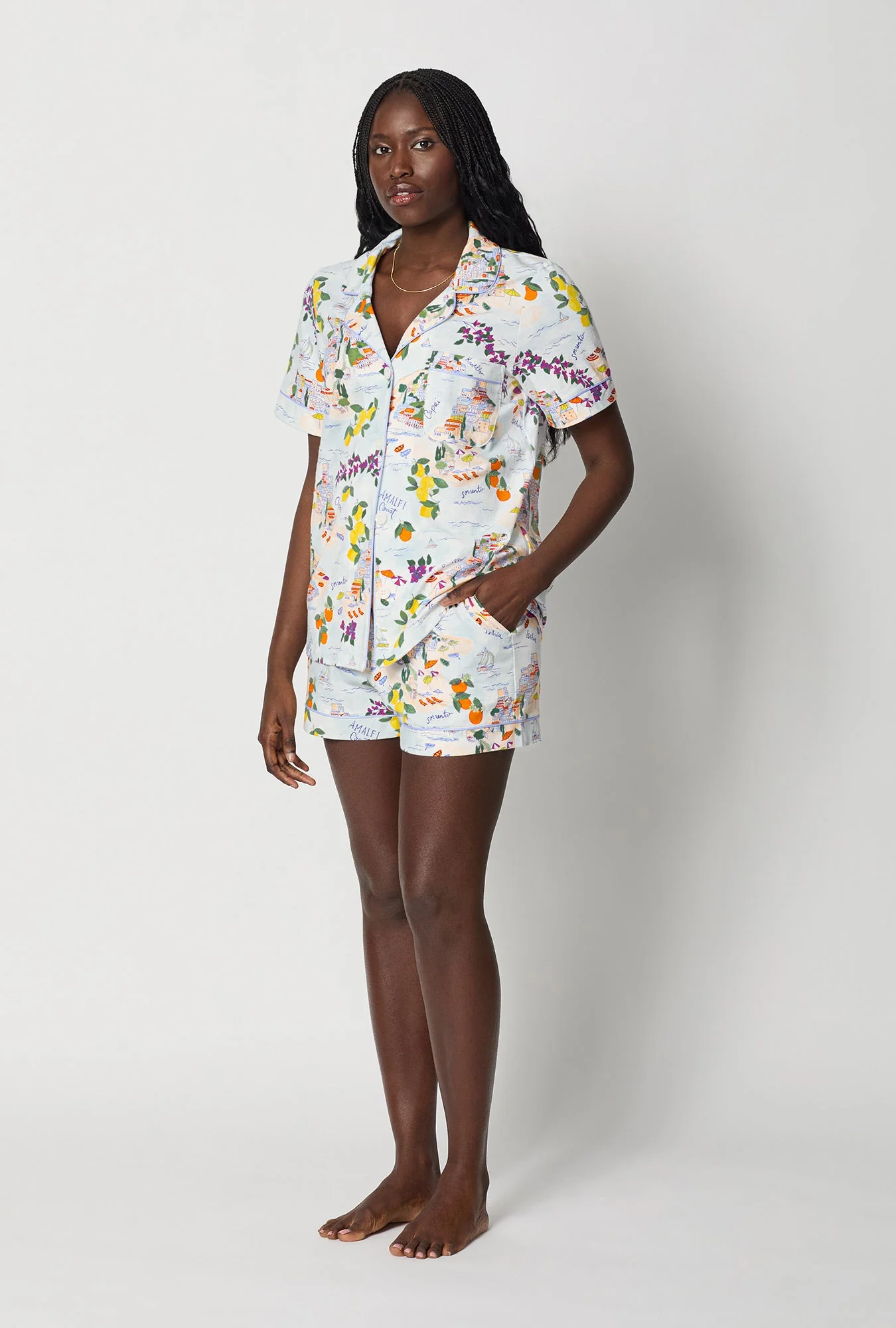 Amalfi Escape Short Sleeve Classic Shorty Stretch Jersey Pj Set - Image 2