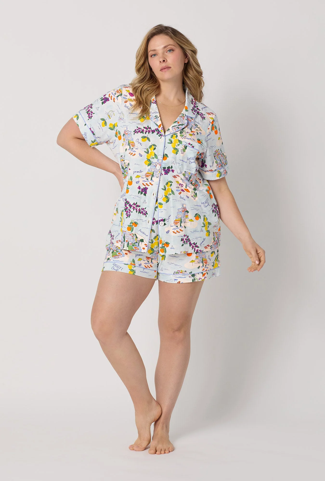 Amalfi Escape Short Sleeve Classic Shorty Stretch Jersey Pj Set - Image 4