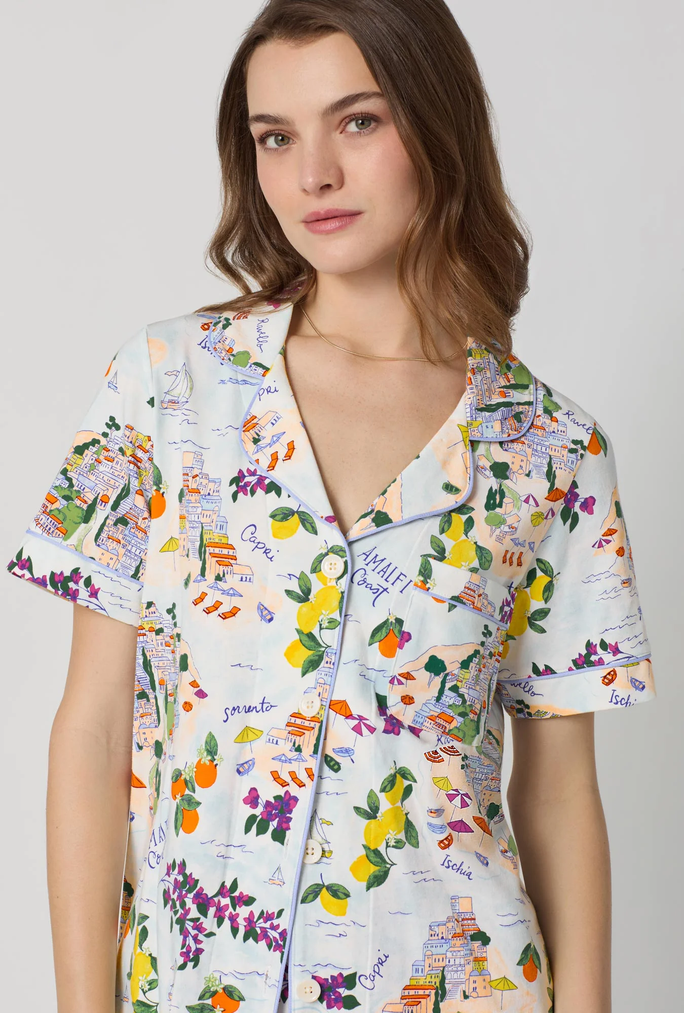Amalfi Escape Short Sleeve Classic Stretch Jersey Cropped Pj Set - Image 5