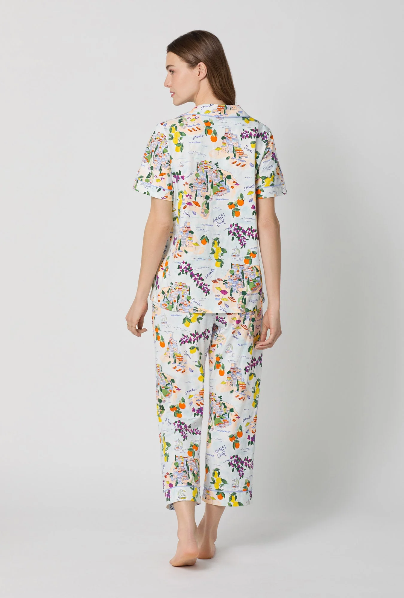 Amalfi Escape Short Sleeve Classic Stretch Jersey Cropped Pj Set - Image 6