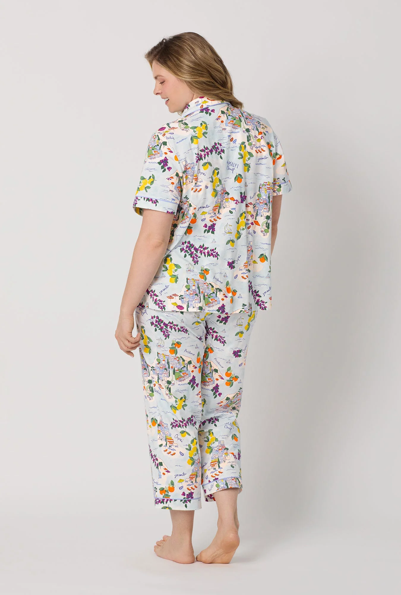 Amalfi Escape Short Sleeve Classic Stretch Jersey Cropped Pj Set - Image 8