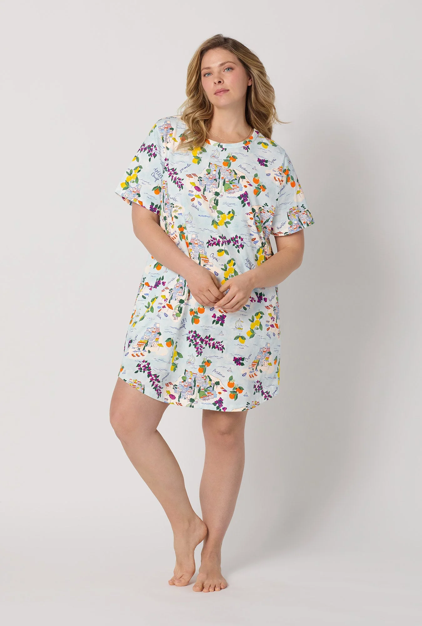 Amalfi Escape Stretch Jersey T-Shirt Sleep Dress - Image 5