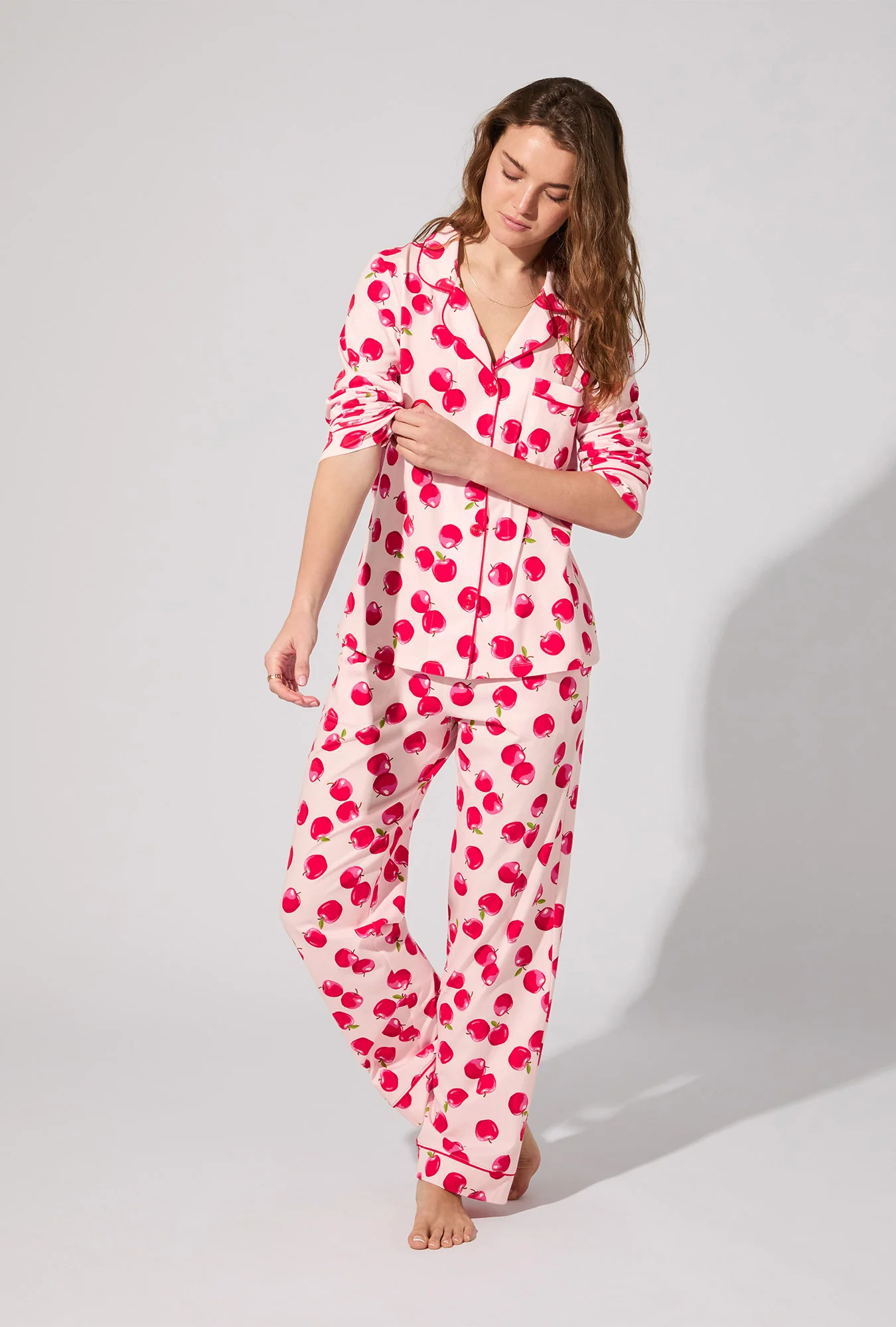 An Apple A Day Long Sleeve Classic Stretch Jersey PJ Set