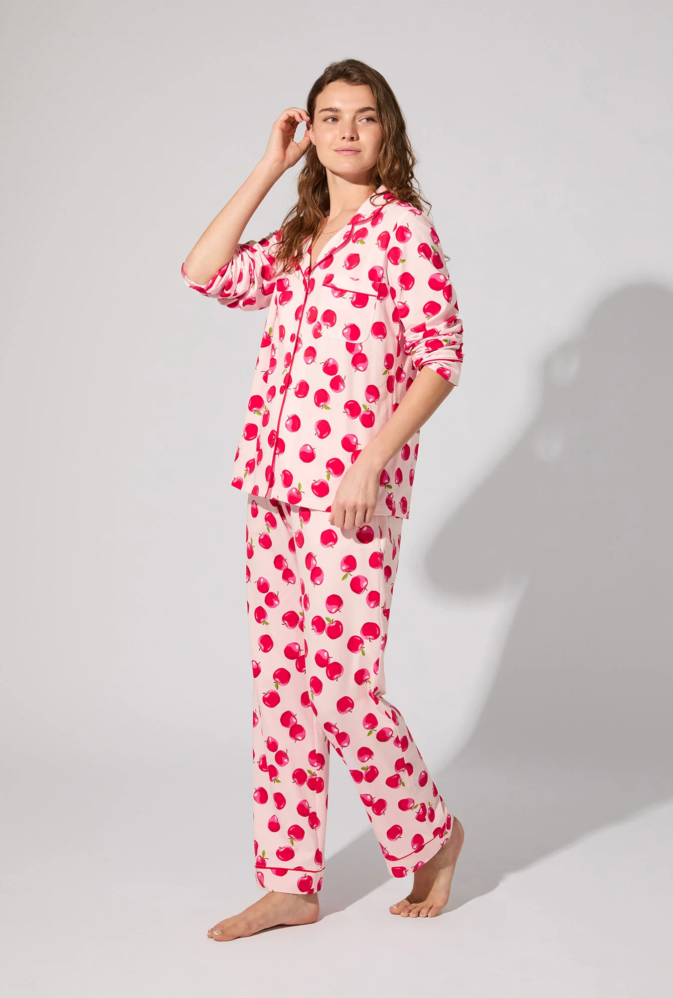 An Apple A Day Long Sleeve Classic Stretch Jersey PJ Set - Image 2