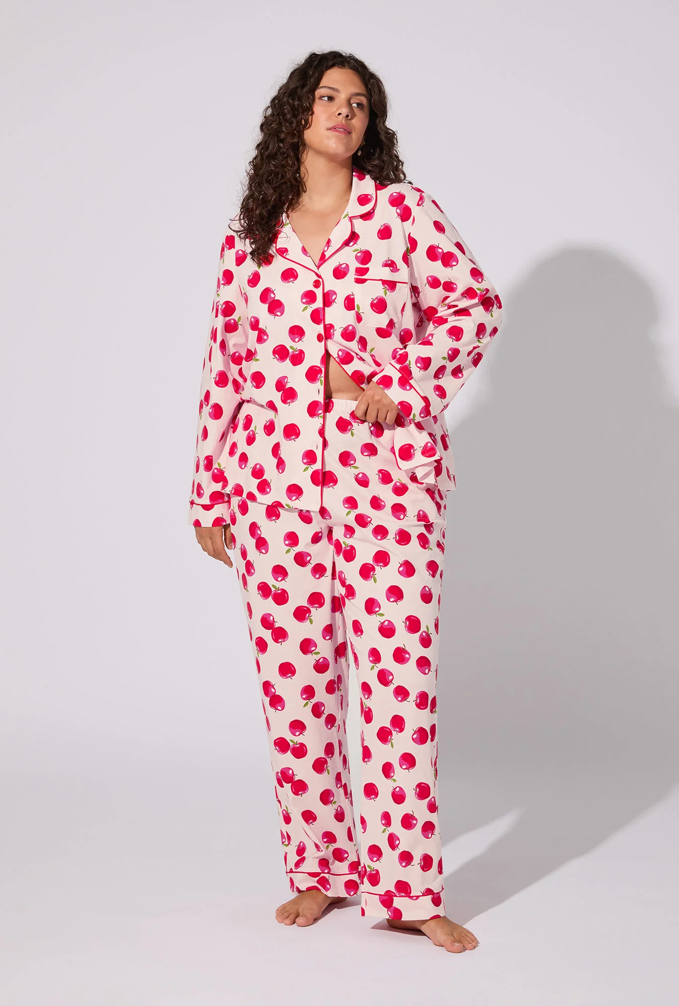 An Apple A Day Long Sleeve Classic Stretch Jersey PJ Set - Image 4