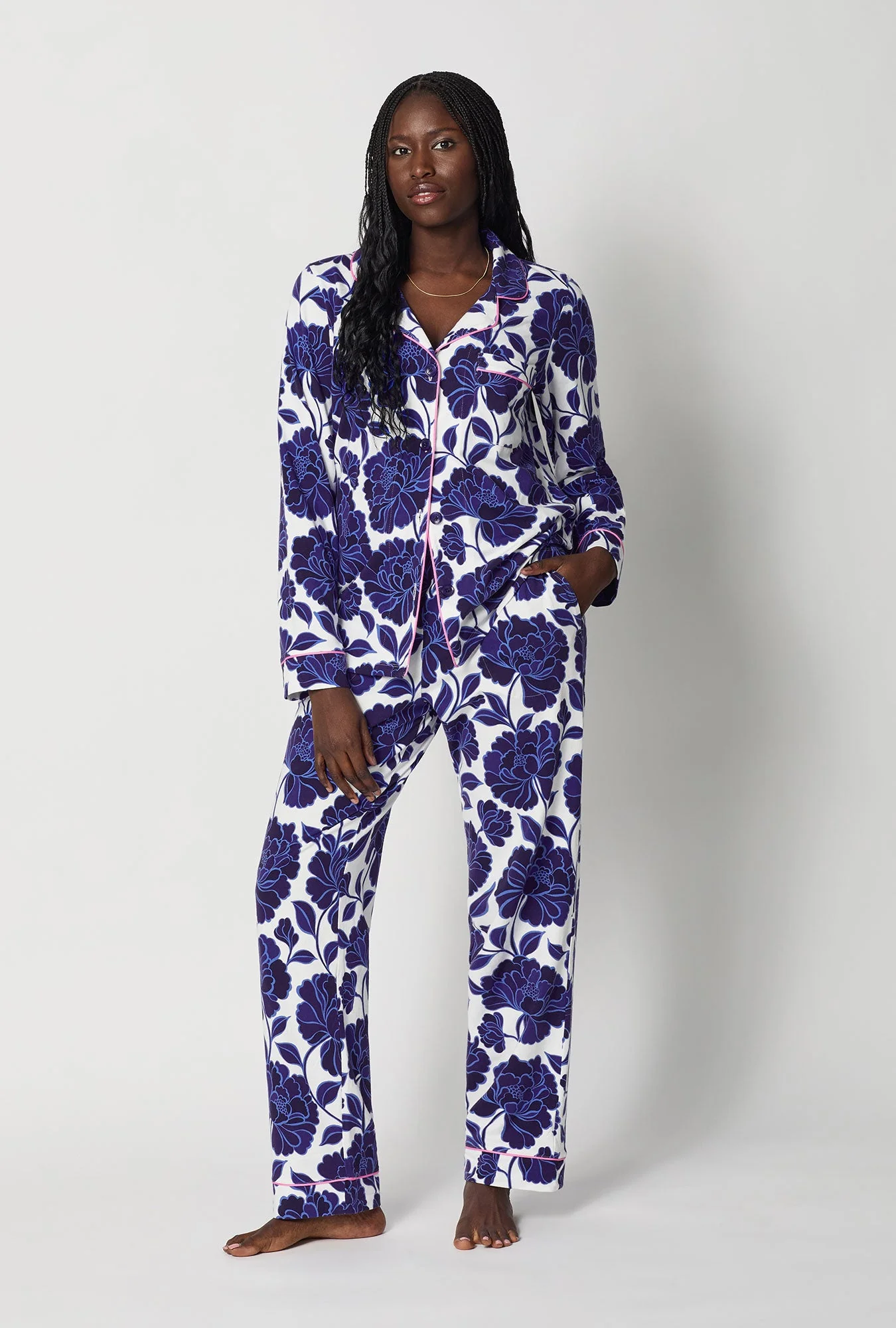 Angelina Floral Long Sleeve Classic Stretch Jersey Pj Set