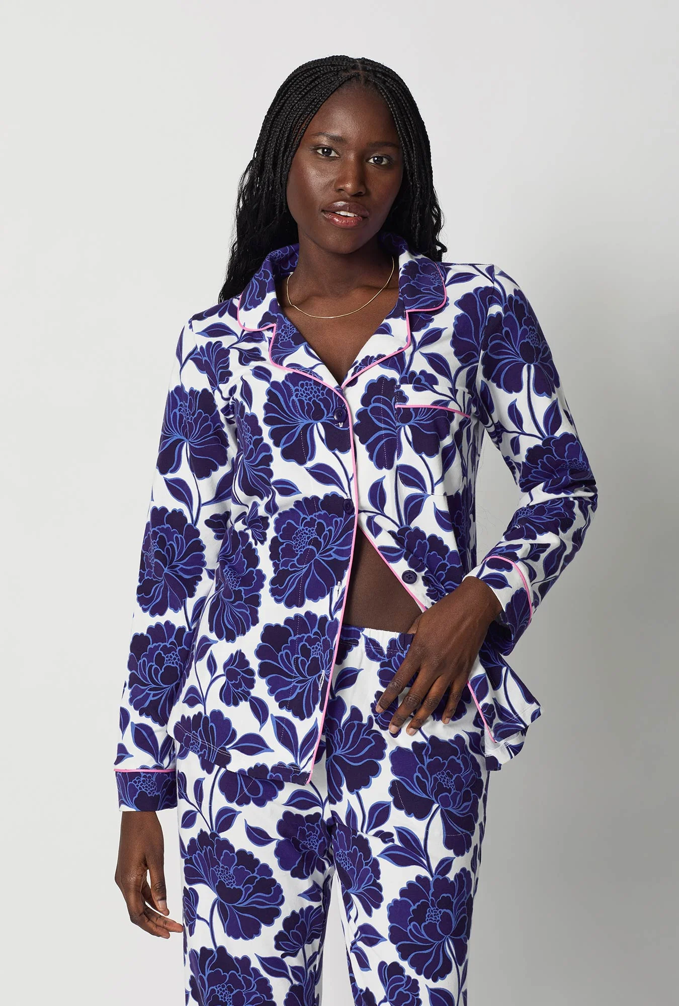 Angelina Floral Long Sleeve Classic Stretch Jersey Pj Set - Image 3