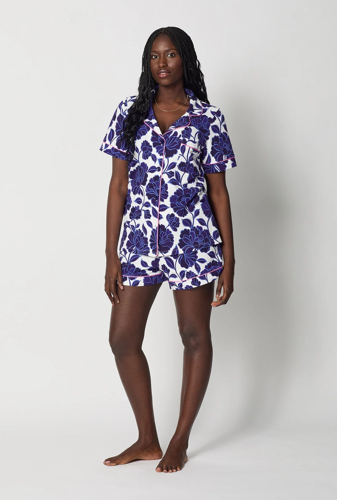 Angelina Floral Short Sleeve Classic Shorty Stretch Jersey Pj Set