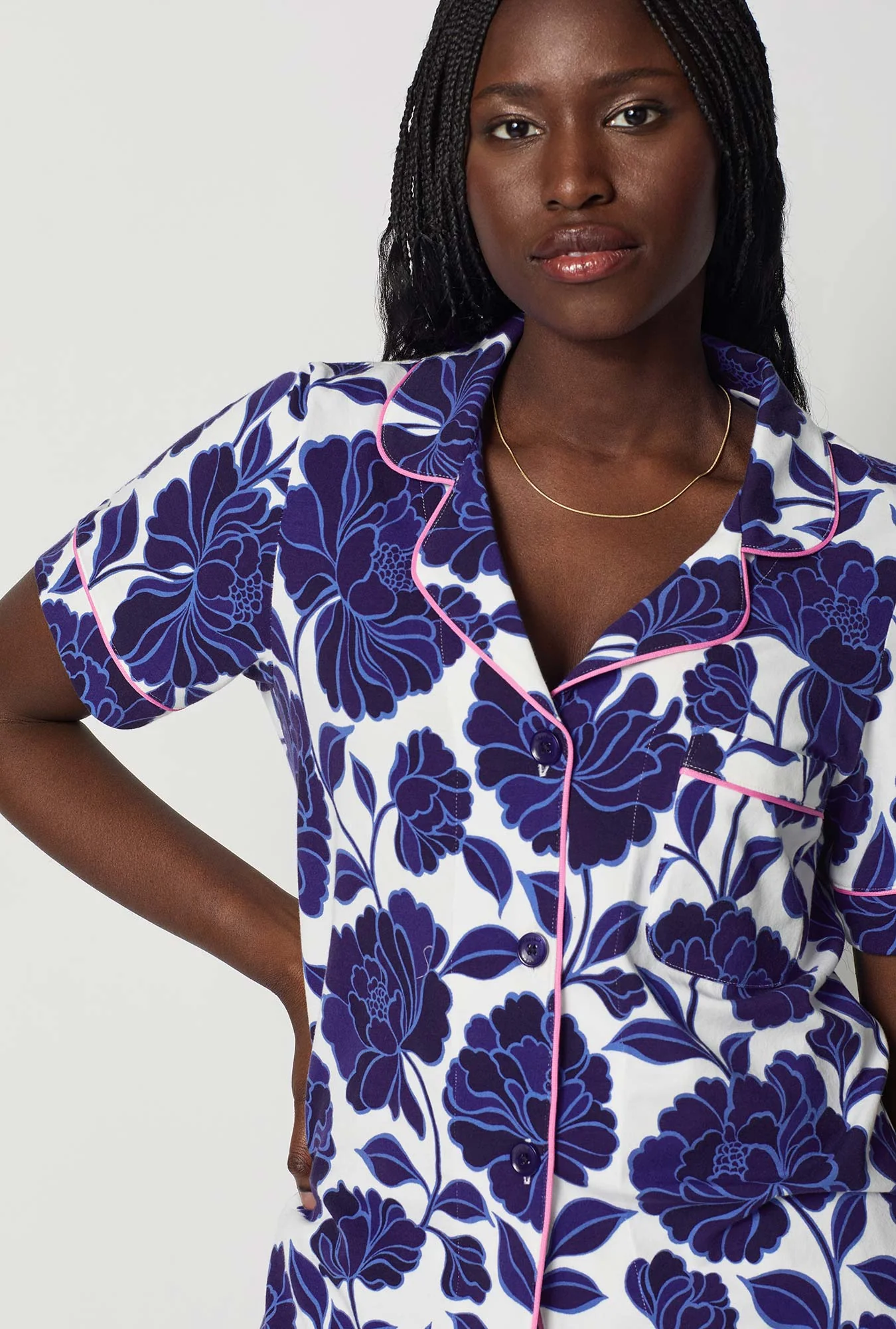Angelina Floral Short Sleeve Classic Shorty Stretch Jersey Pj Set - Image 4