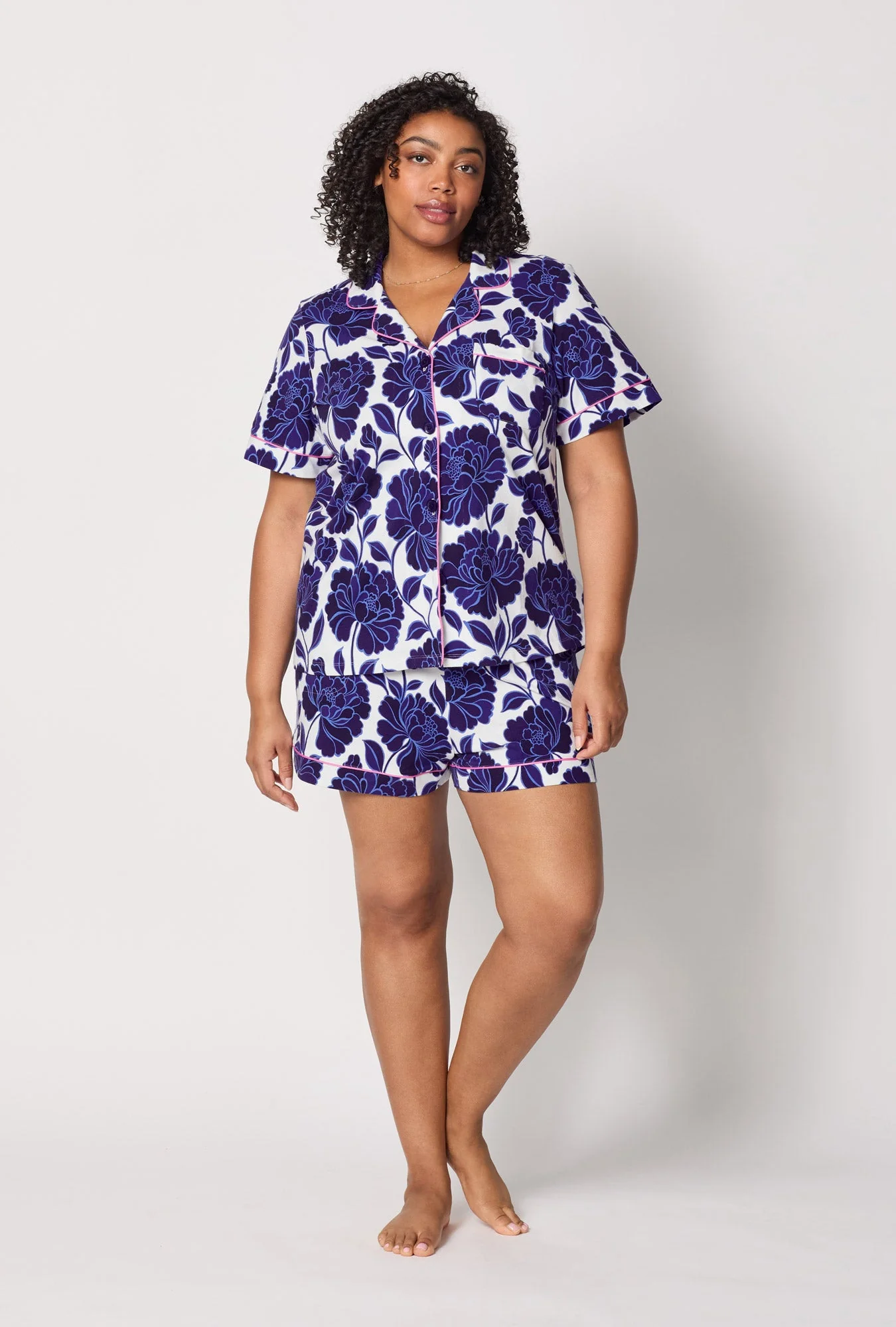 Angelina Floral Short Sleeve Classic Shorty Stretch Jersey Pj Set - Image 5