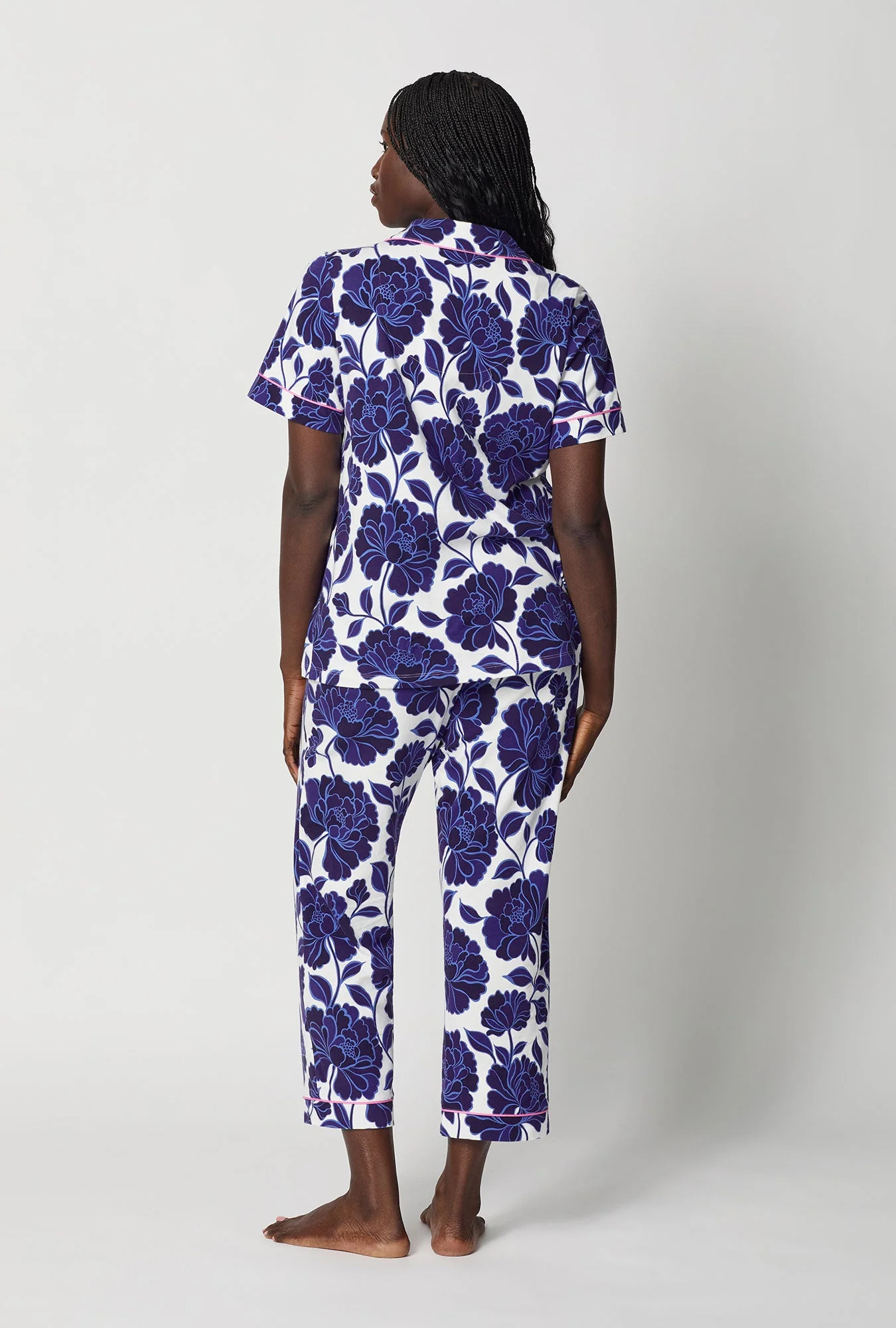 Angelina Floral Short Sleeve Classic Stretch Jersey Cropped Pj Set - Image 4