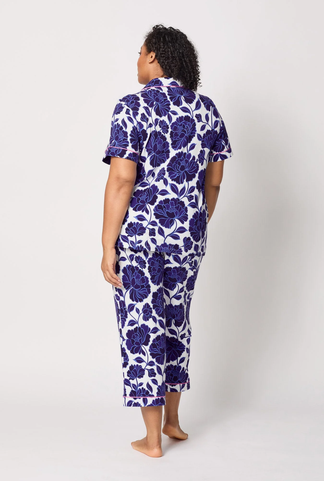 Angelina Floral Short Sleeve Classic Stretch Jersey Cropped Pj Set - Image 7
