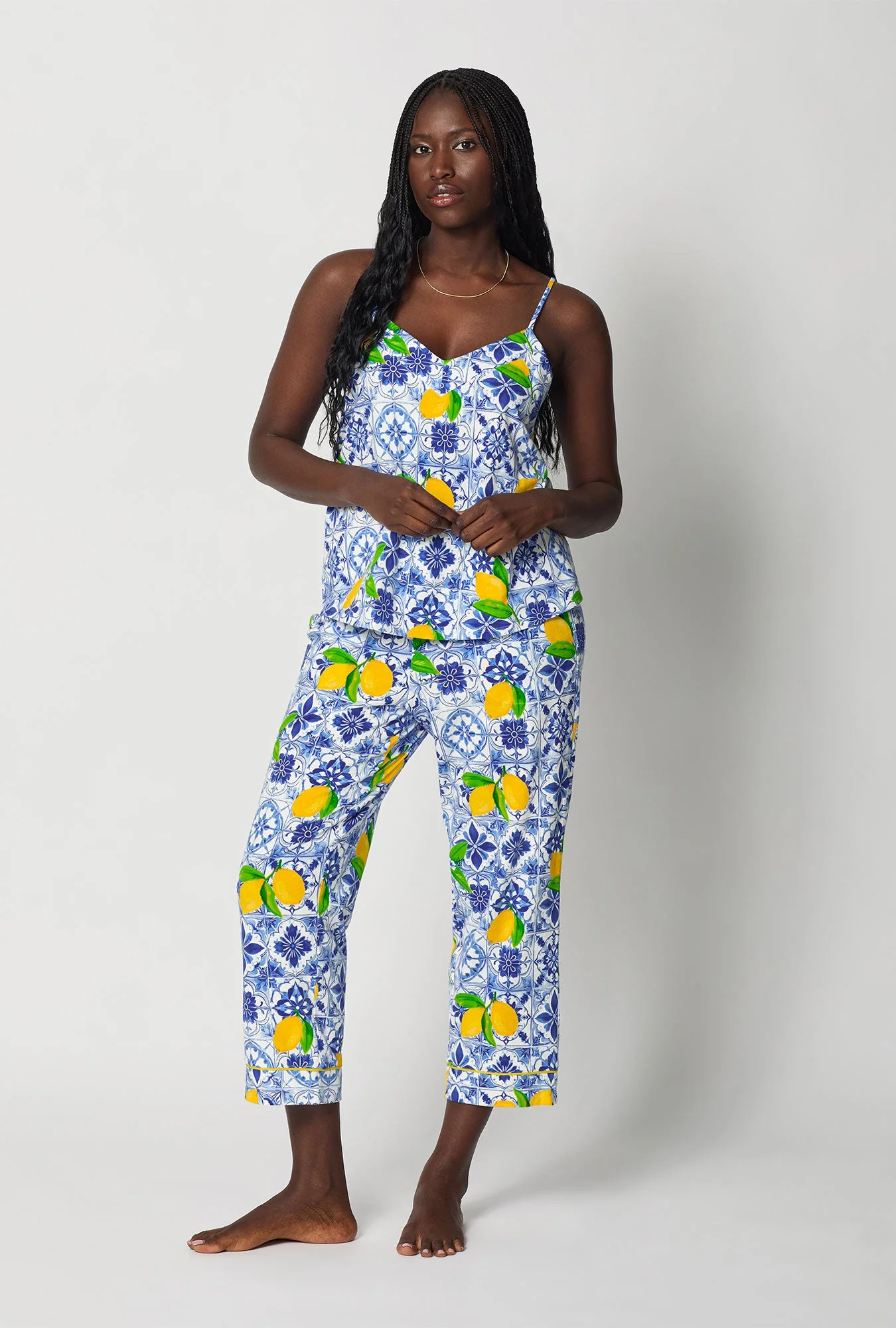 Azure Summer Cami Stretch Jersey Cropped Pj Set