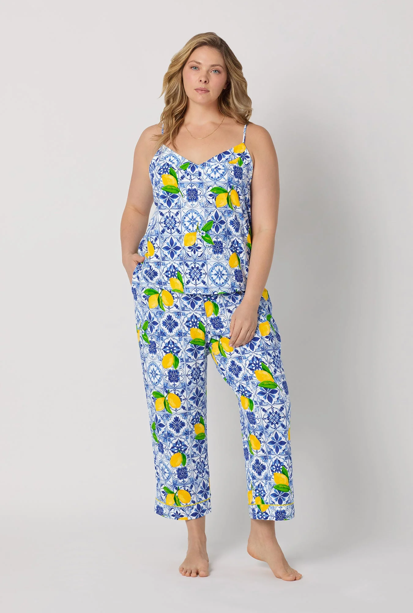 Azure Summer Cami Stretch Jersey Cropped Pj Set - Image 5