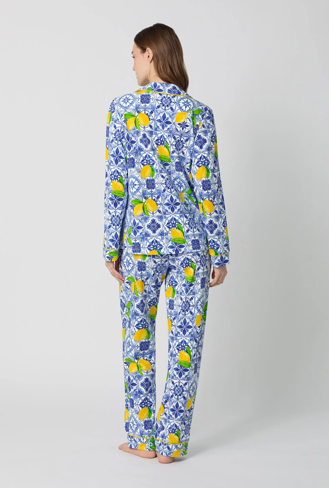 Azure Summer Long Sleeve Classic Stretch Jersey Pj Set - Image 2