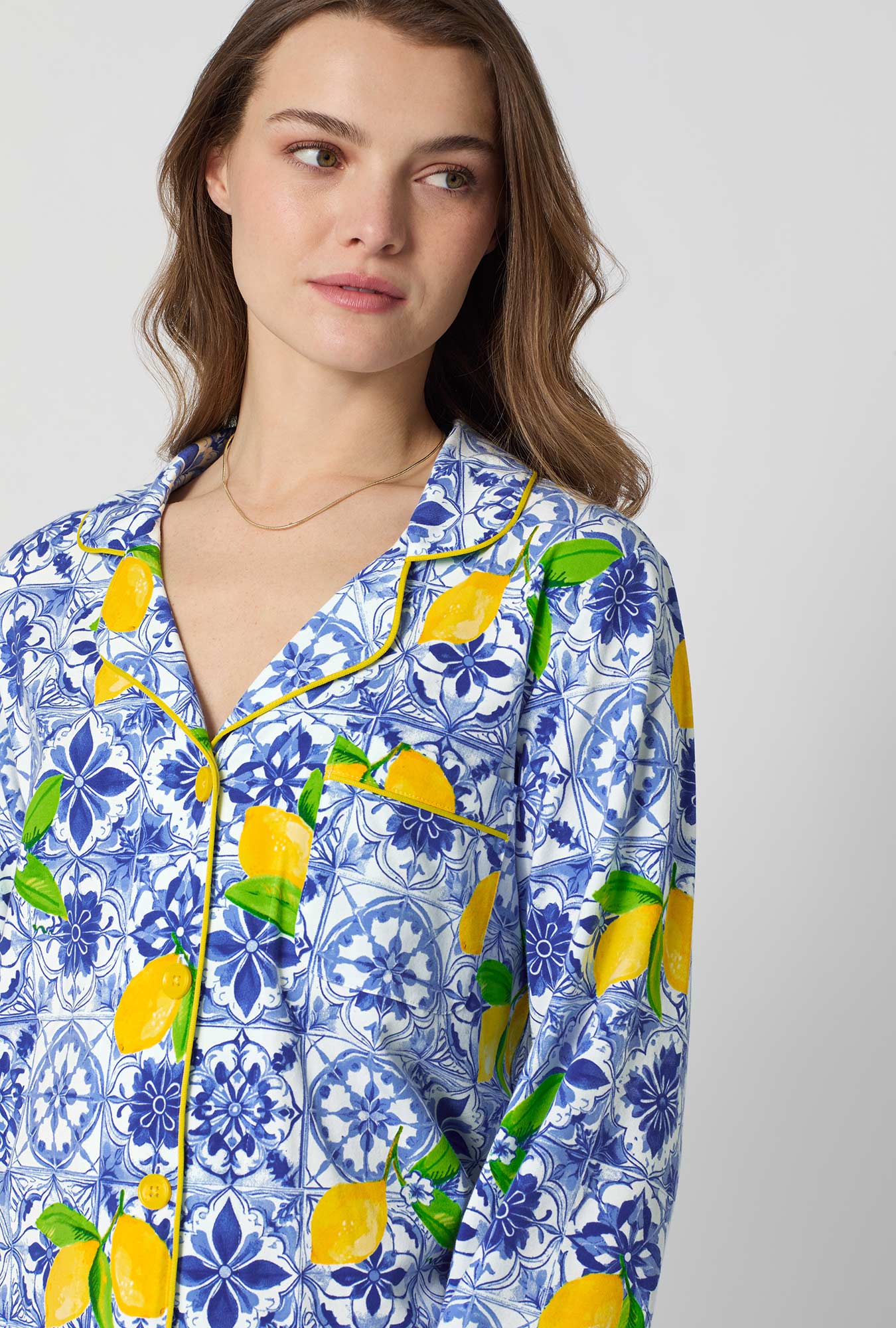 Azure Summer Long Sleeve Classic Stretch Jersey Pj Set - Image 5