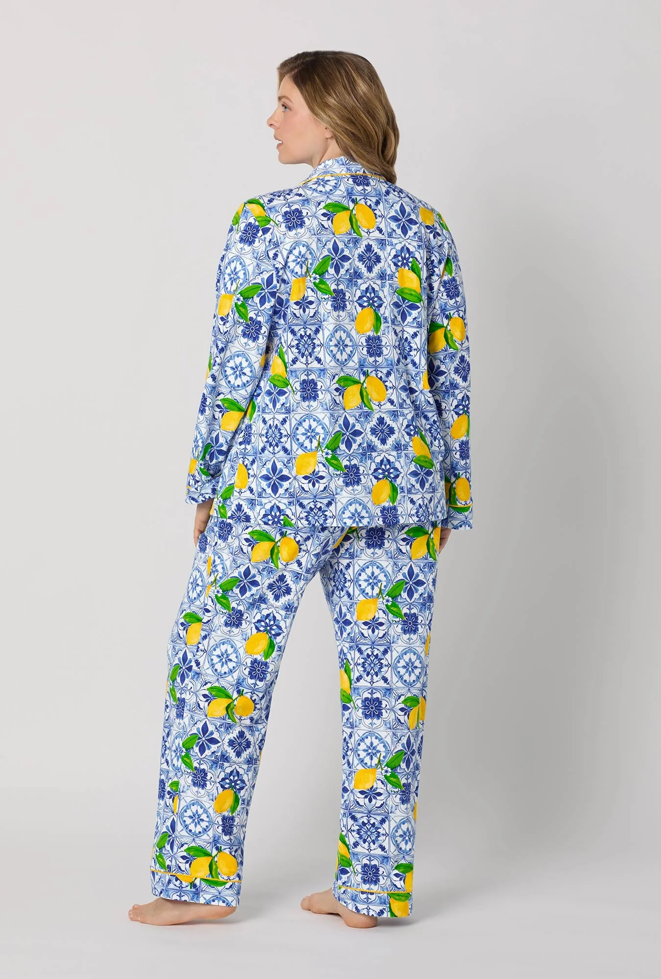 Azure Summer Long Sleeve Classic Stretch Jersey Pj Set - Image 7