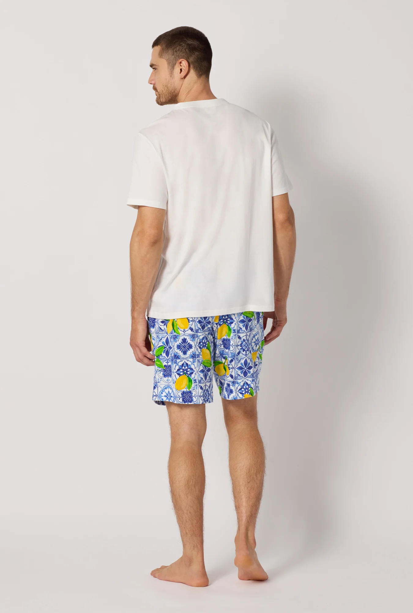 Azure Summer Men's Short Sleeve Henley Stretch Jersey Short Pj Set - Image 3