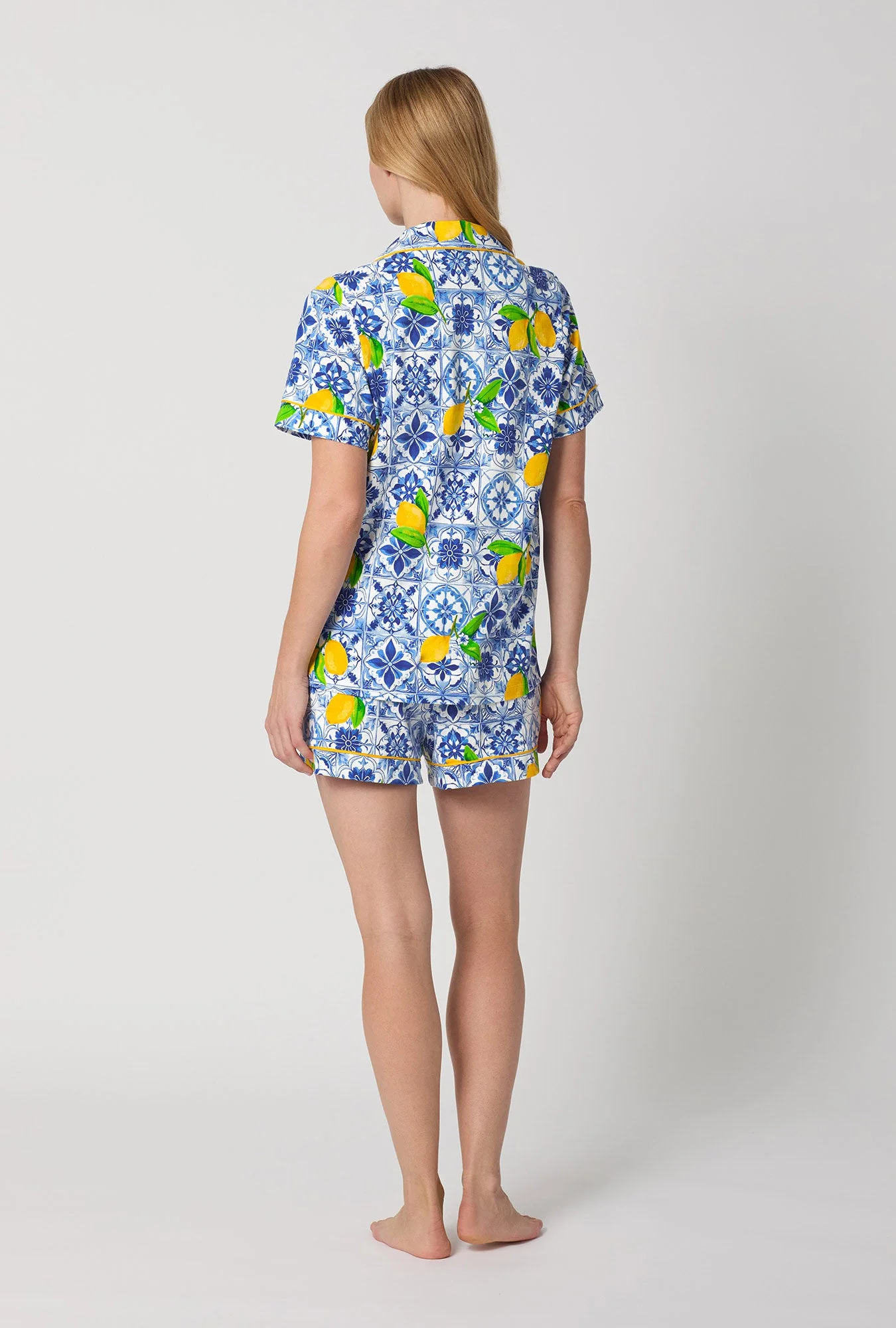 Azure Summer Short Sleeve Classic Shorty Stretch Jersey Pj Set - Image 4