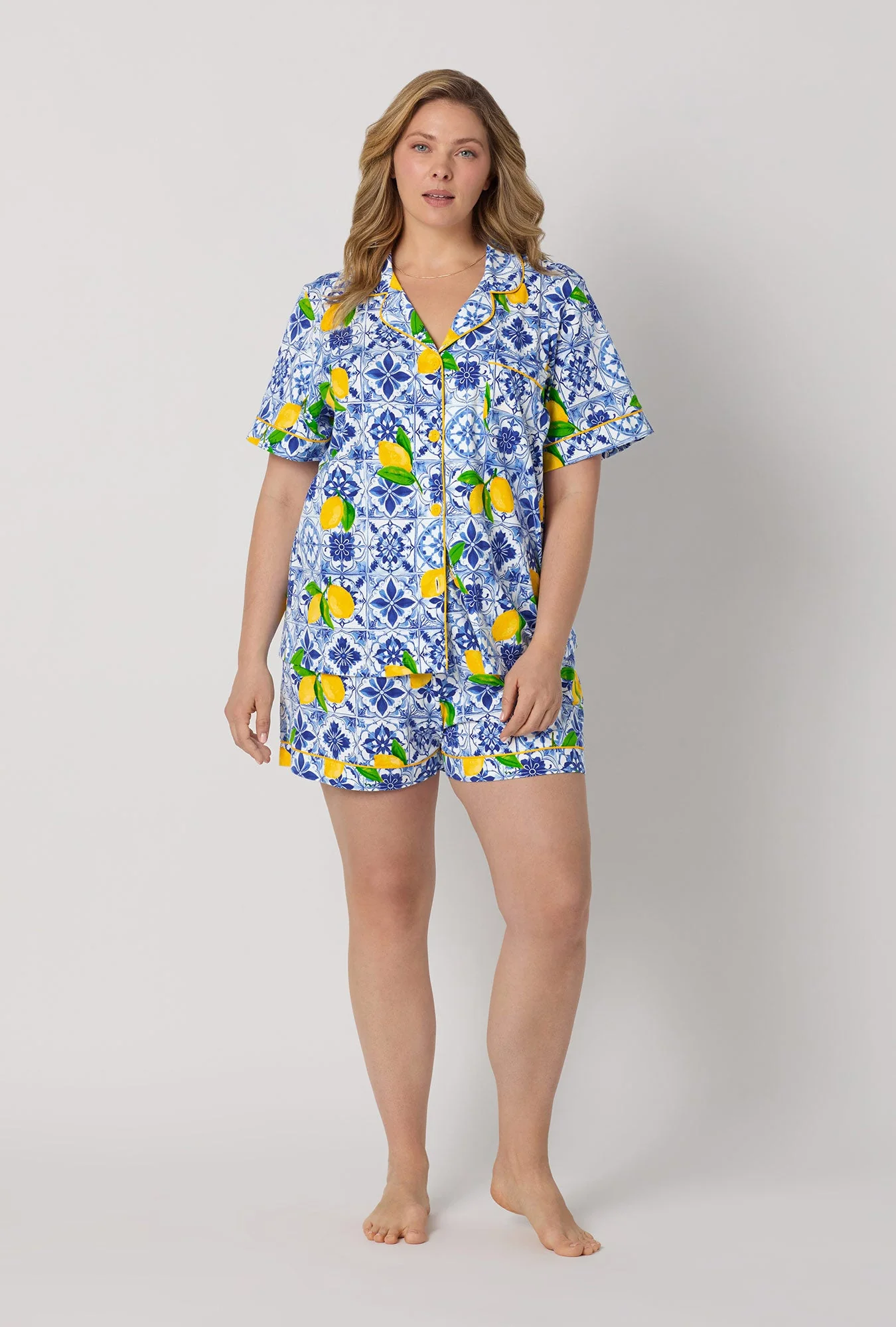 Azure Summer Short Sleeve Classic Shorty Stretch Jersey Pj Set - Image 5
