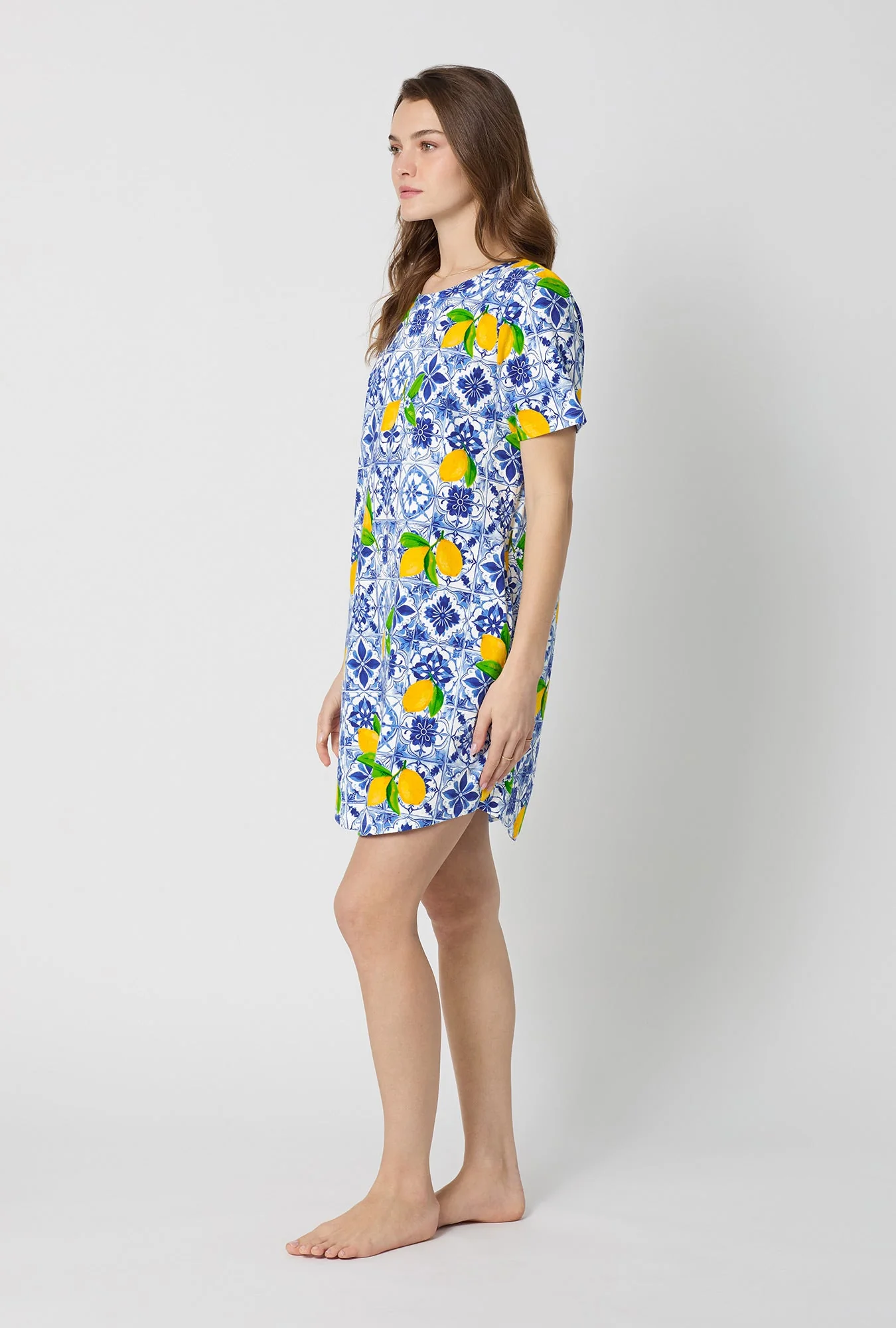 Azure Summer Stretch Jersey T-Shirt Sleep Dress - Image 2