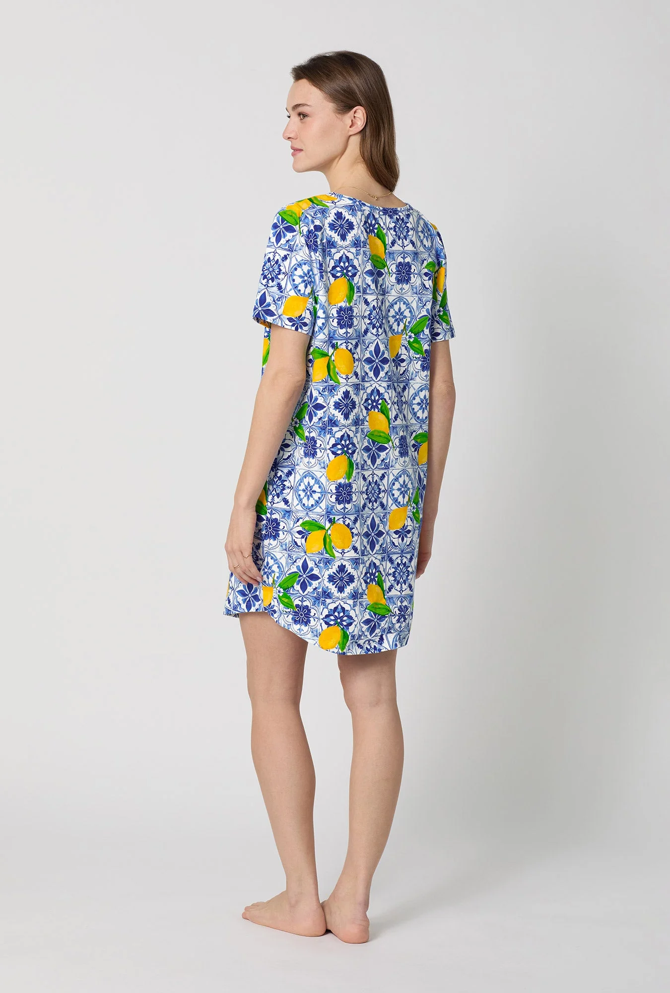 Azure Summer Stretch Jersey T-Shirt Sleep Dress - Image 3