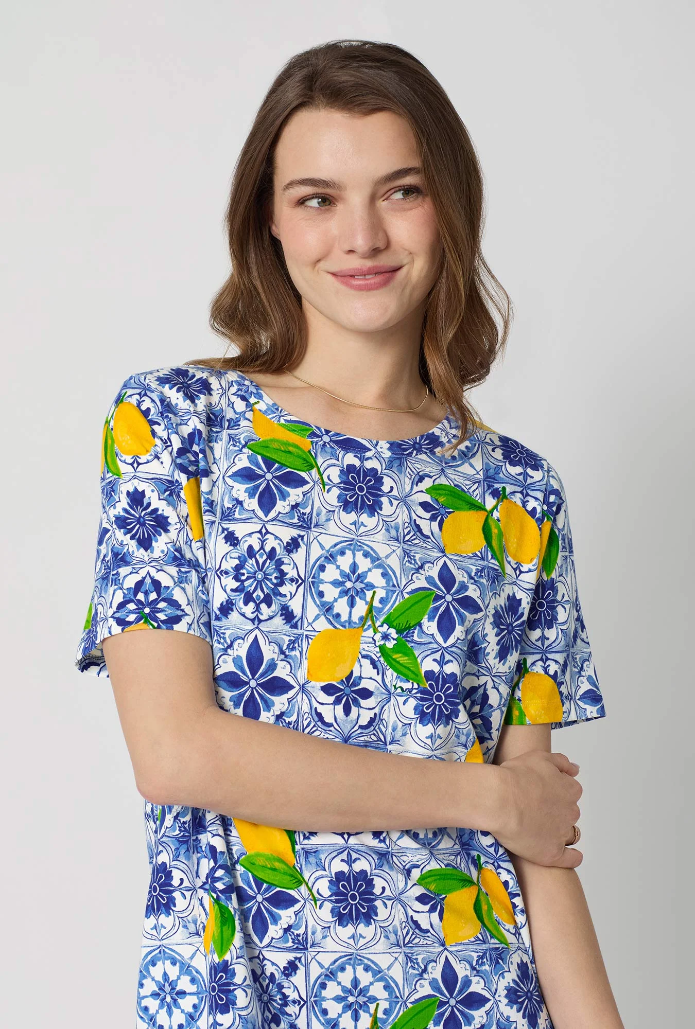 Azure Summer Stretch Jersey T-Shirt Sleep Dress - Image 4