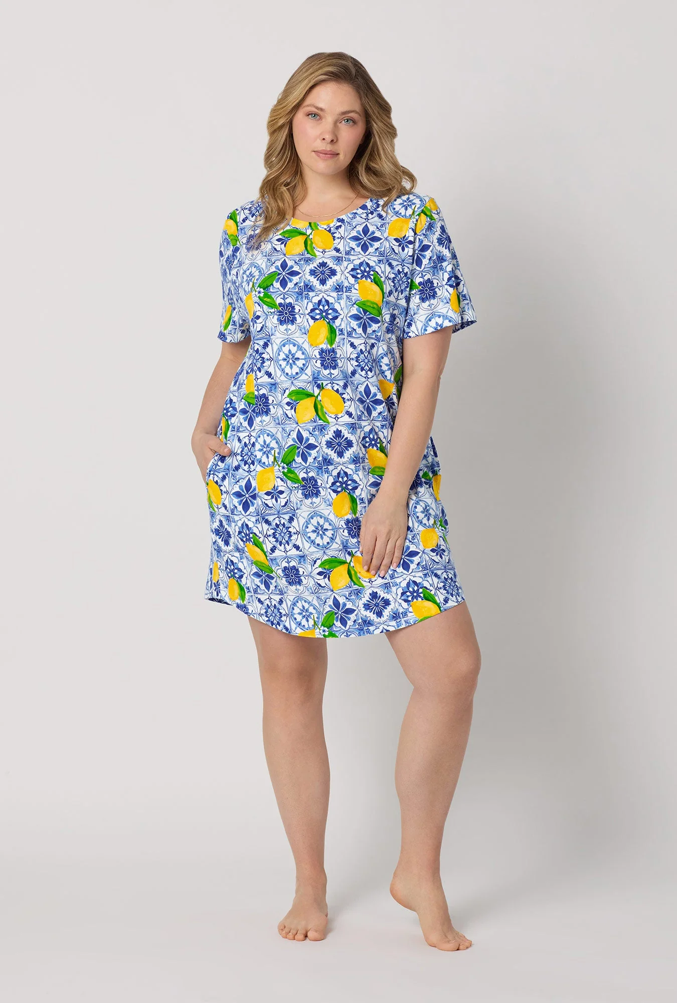 Azure Summer Stretch Jersey T-Shirt Sleep Dress - Image 5