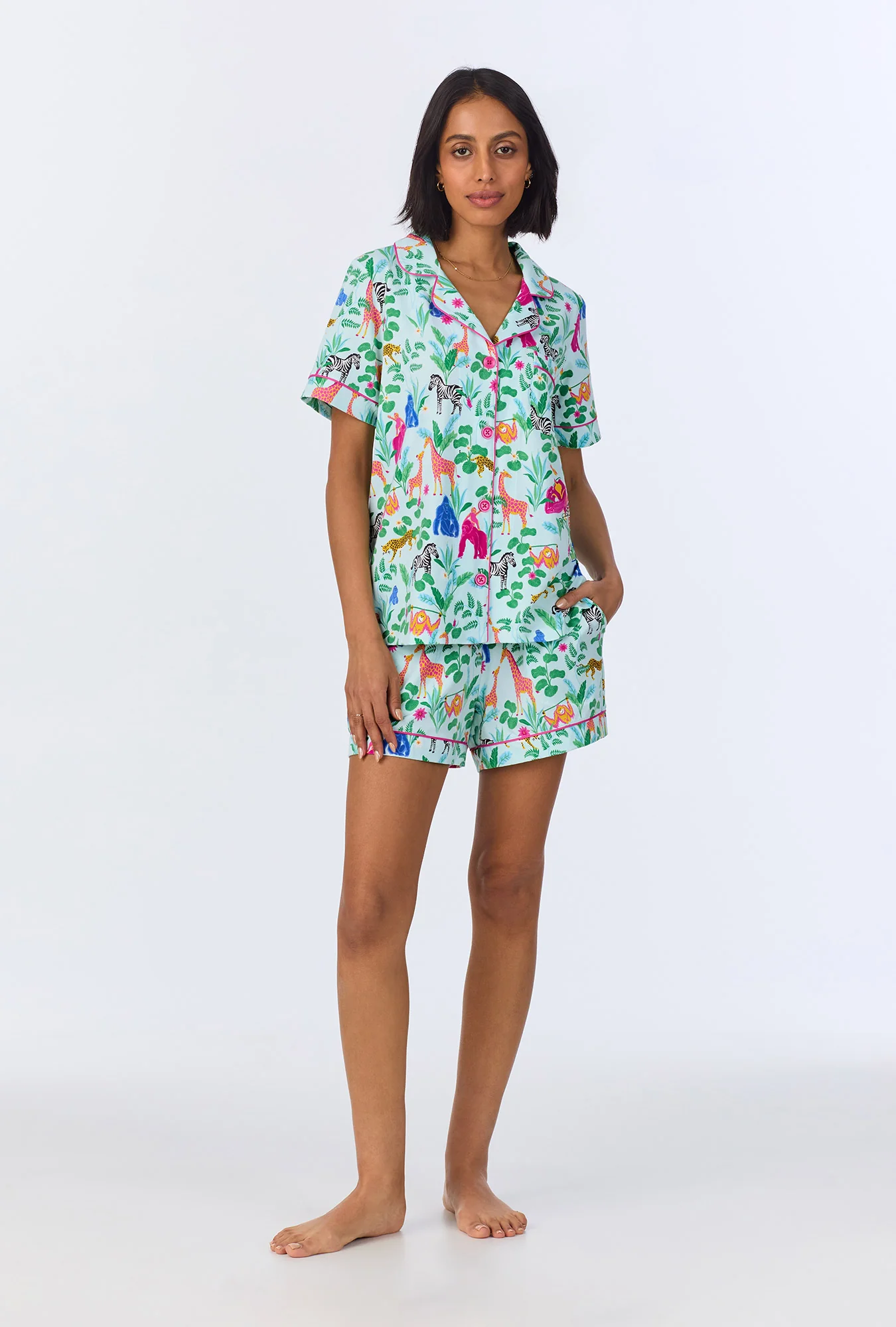 Bedhead x Bronwyn Newport Jungle Boogie Short Sleeve Classic Shorty Stretch Jersey PJ Set - Image 2