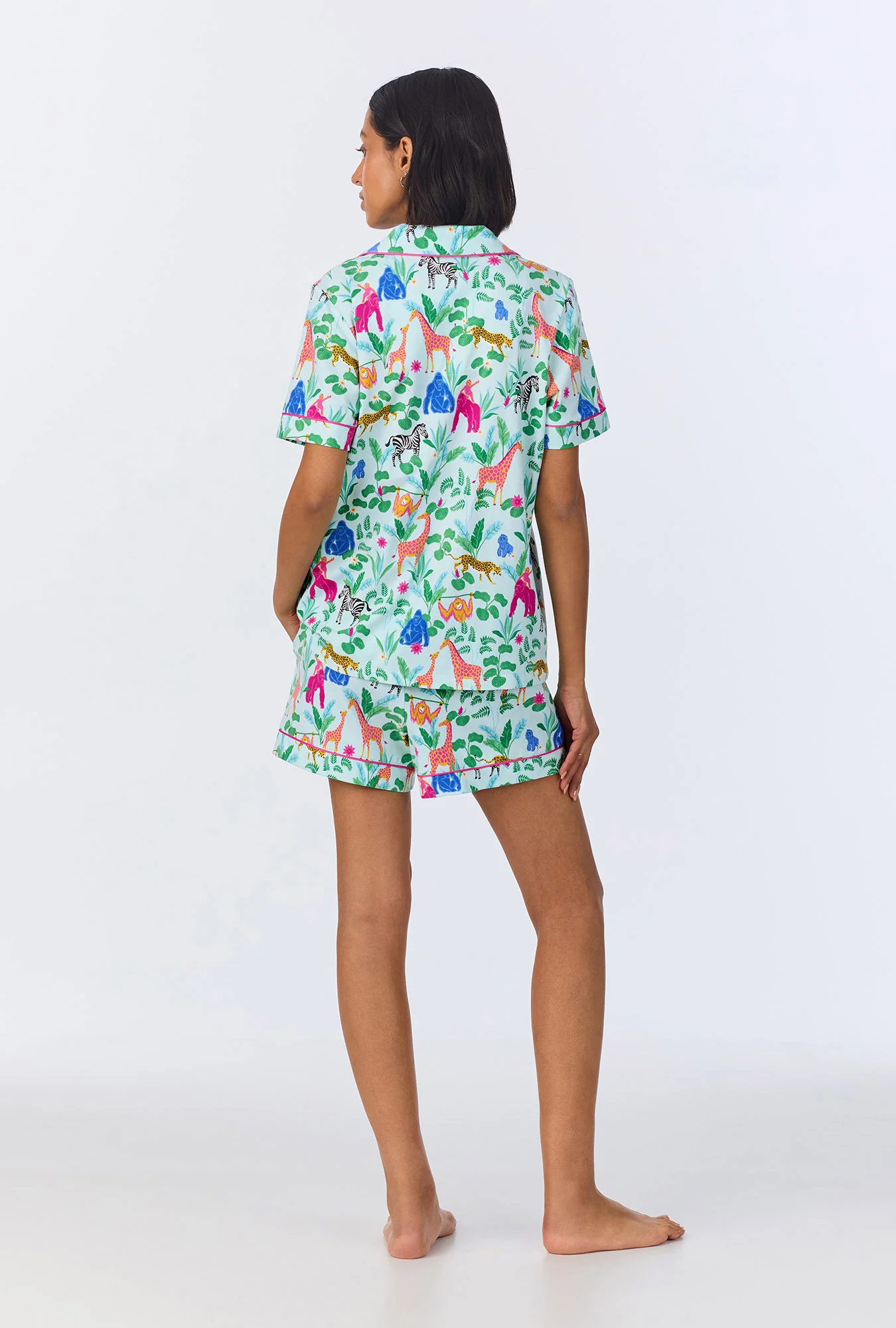 Bedhead x Bronwyn Newport Jungle Boogie Short Sleeve Classic Shorty Stretch Jersey PJ Set - Image 3