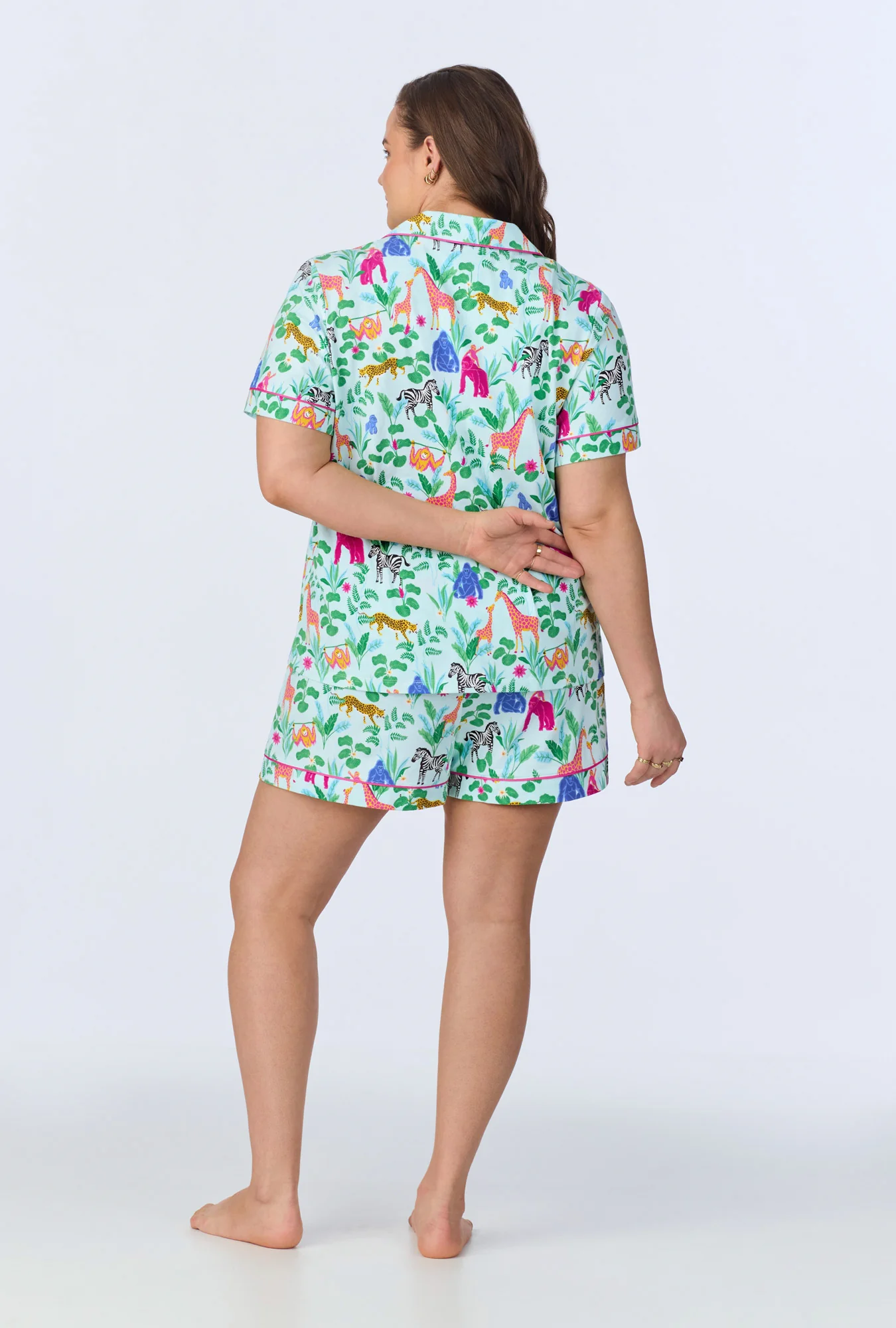 Bedhead x Bronwyn Newport Jungle Boogie Short Sleeve Classic Shorty Stretch Jersey PJ Set - Image 5