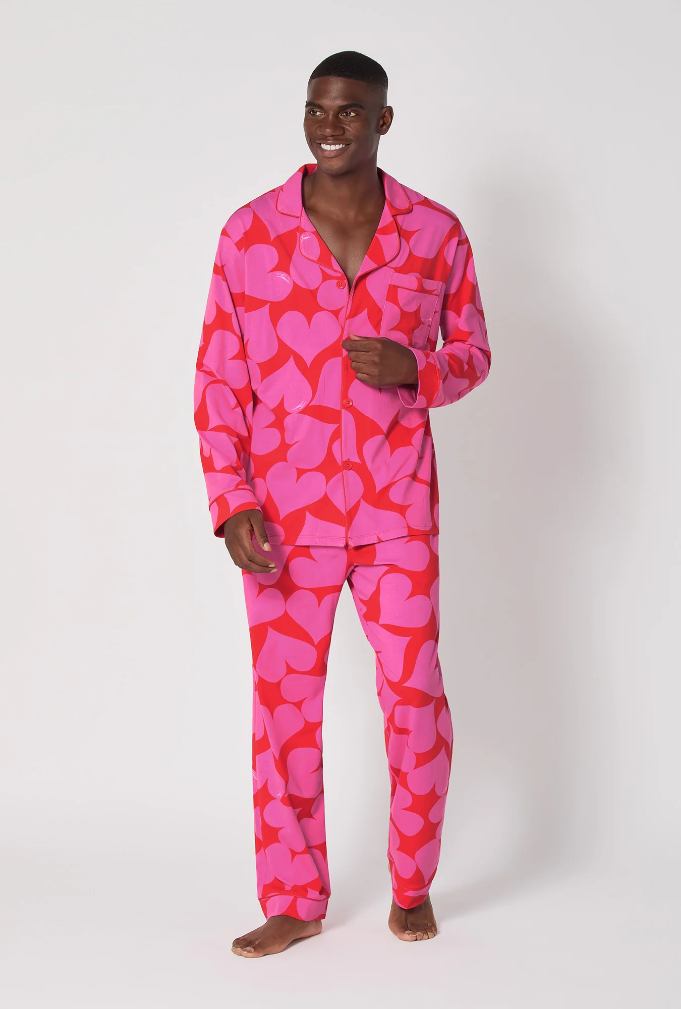 BedHead x Mr. Turk Hearts Men's Long Sleeve Classic Stretch Jersey Pj Set