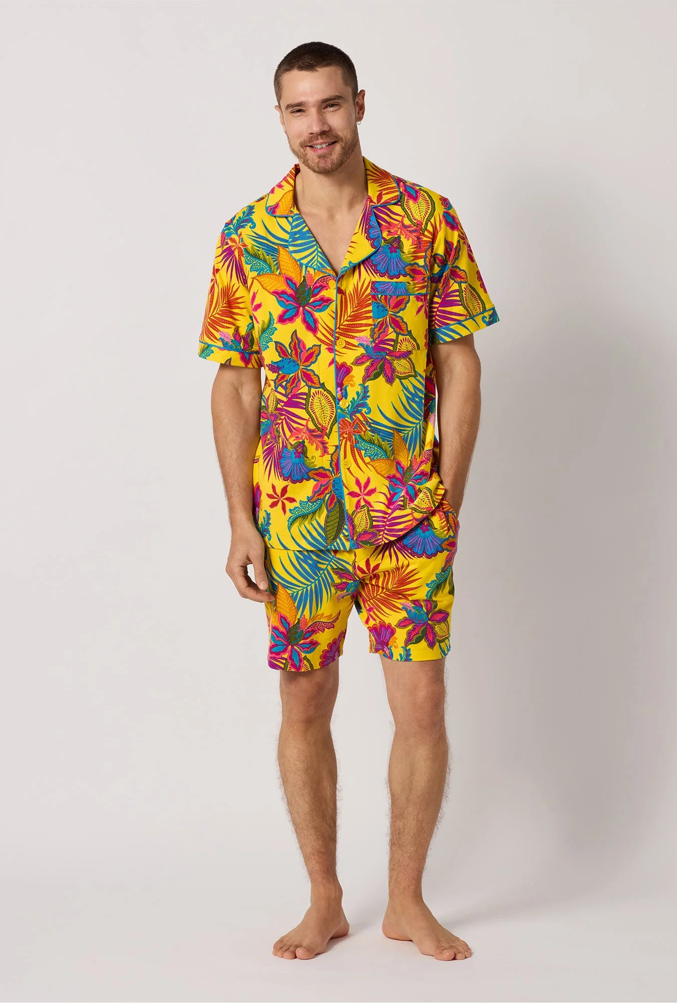 BedHead x Mr. Turk Jacobean Floral Men's Short Sleeve Classic Stretch Jersey Short Pj Set