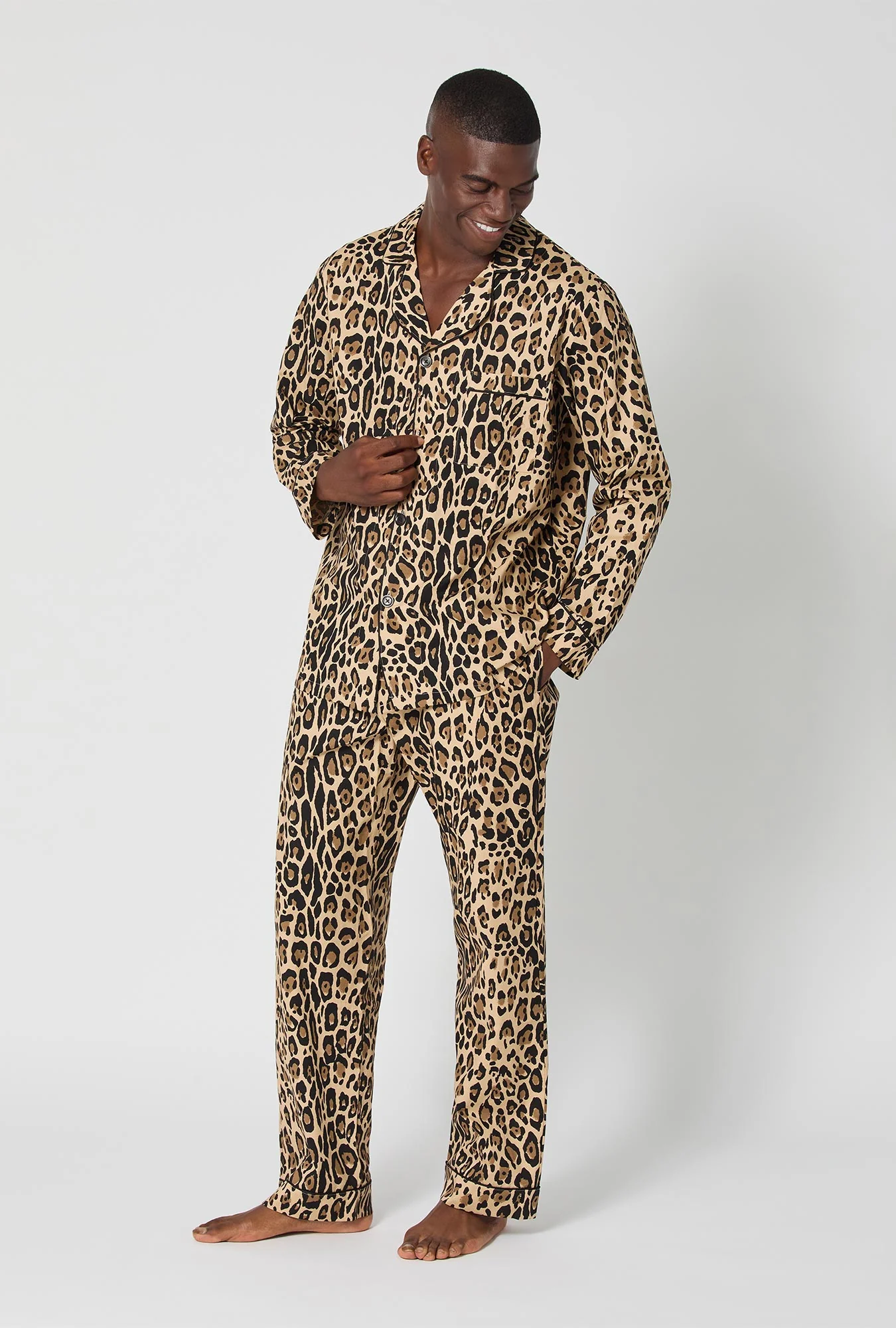 BedHead X Mr. Turk Jaguar Stripe Men's Long Sleeve Classic Woven Cotton Poplin Pj Set - Image 3