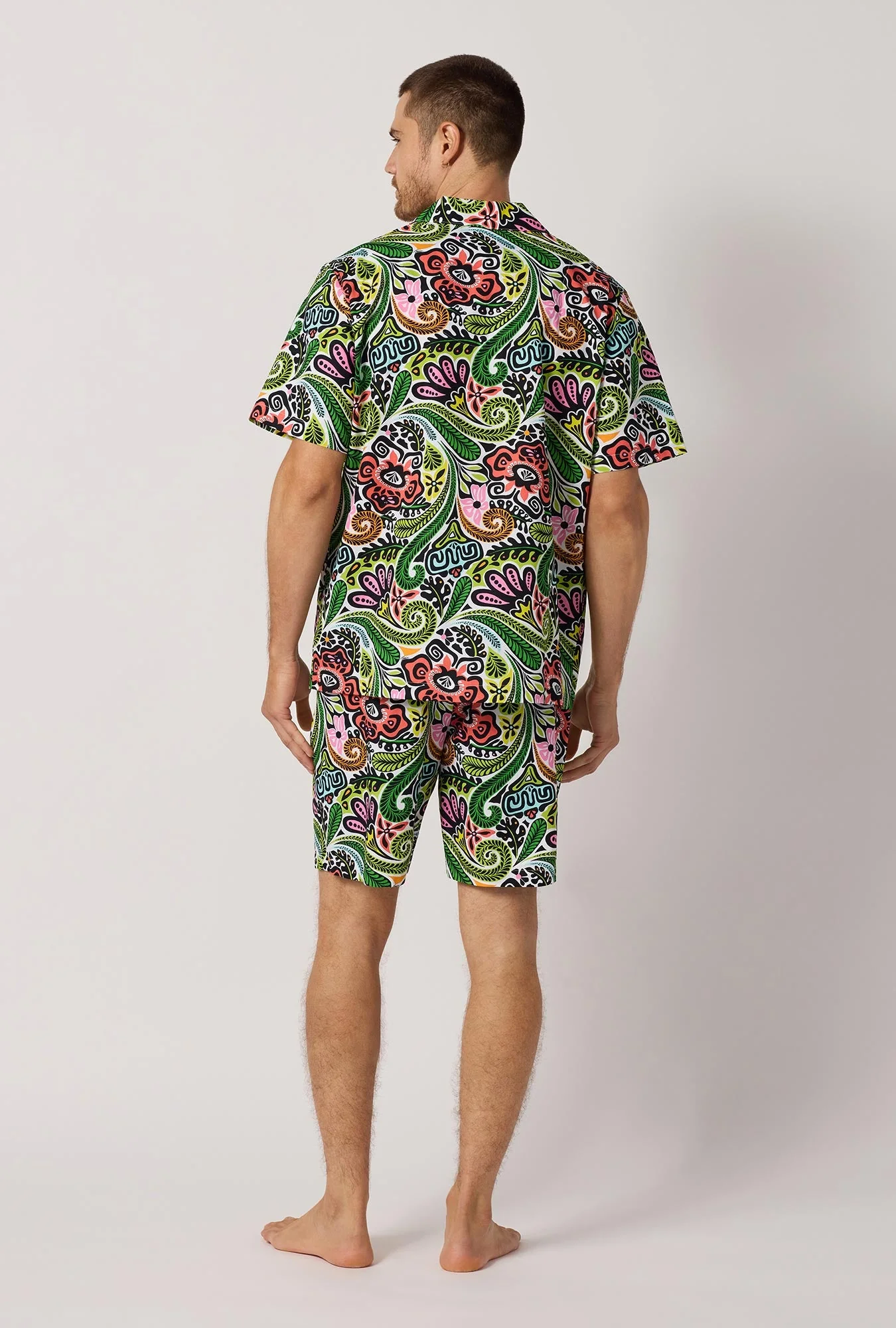 BedHead x Mr. Turk Tiki Men's Short Sleeve Woven Cotton Poplin Short Pj Pant - Image 3