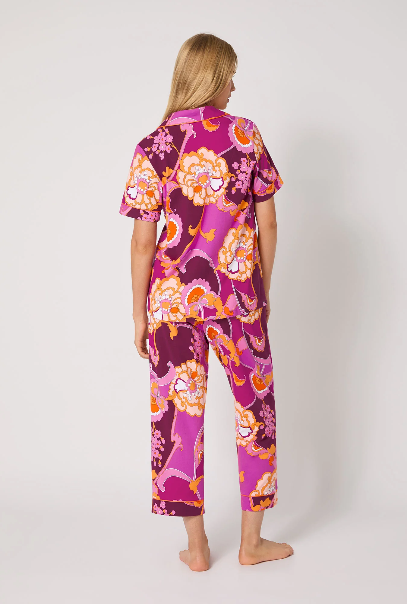 BedHead X Trina Turk Apache Plume Short Sleeve Classic Stretch Jersey Cropped Pj Set - Image 3